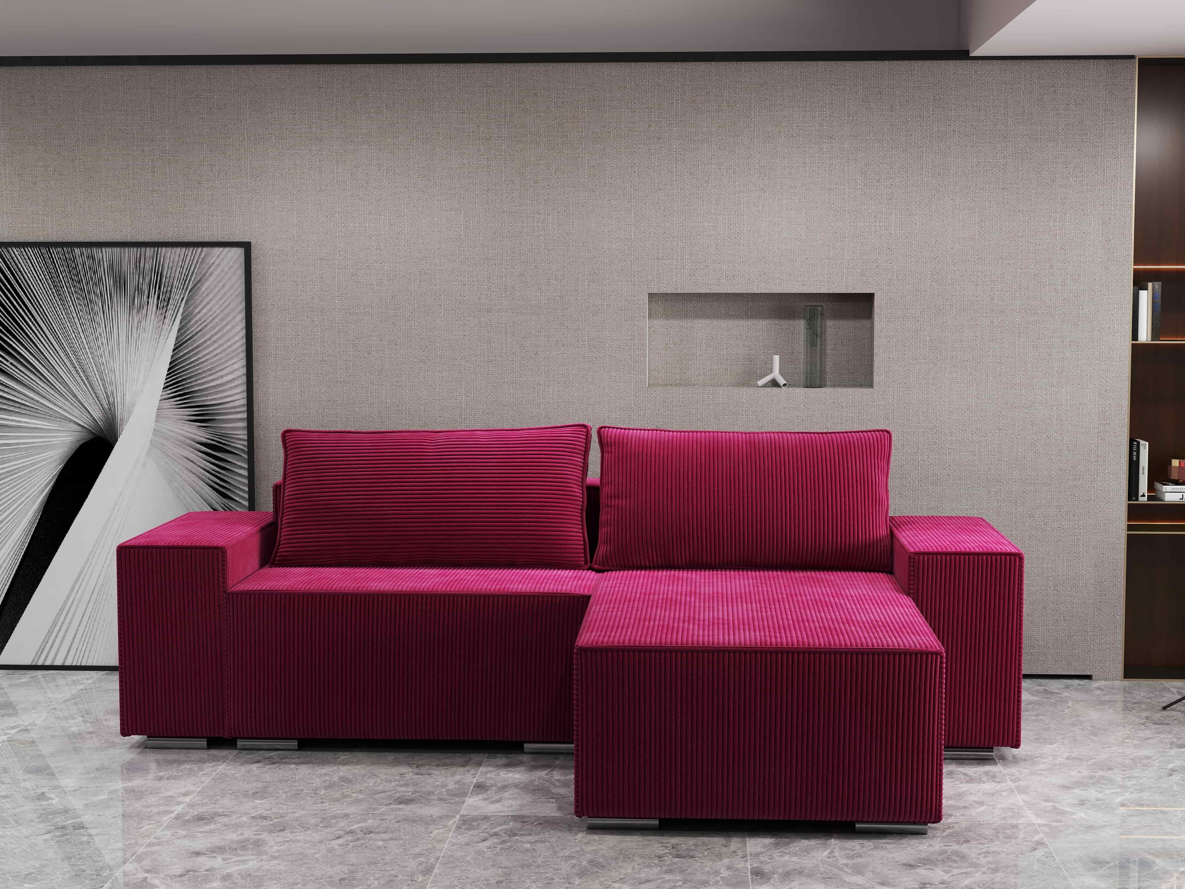 Colțar extensibil dumonde cu ladă de depozitare si sezut confortabil din spuma HR, Dream Zoom Rosu 290x185 cm II Fabrica