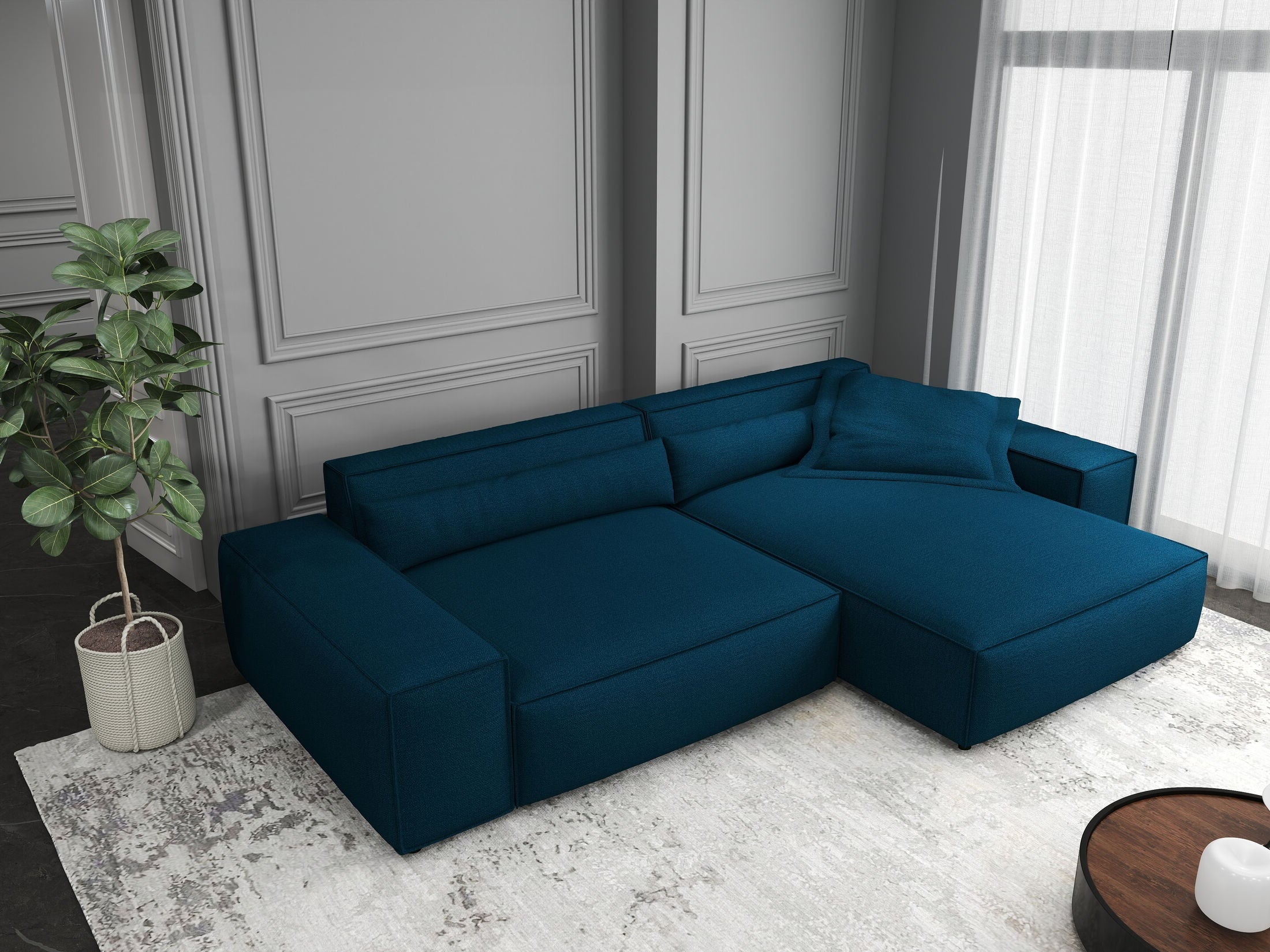 Colțar dumonde cu șezut confortabil din spumă HR, Marvelo Enjoy Verde Petrol 264x175 cm II