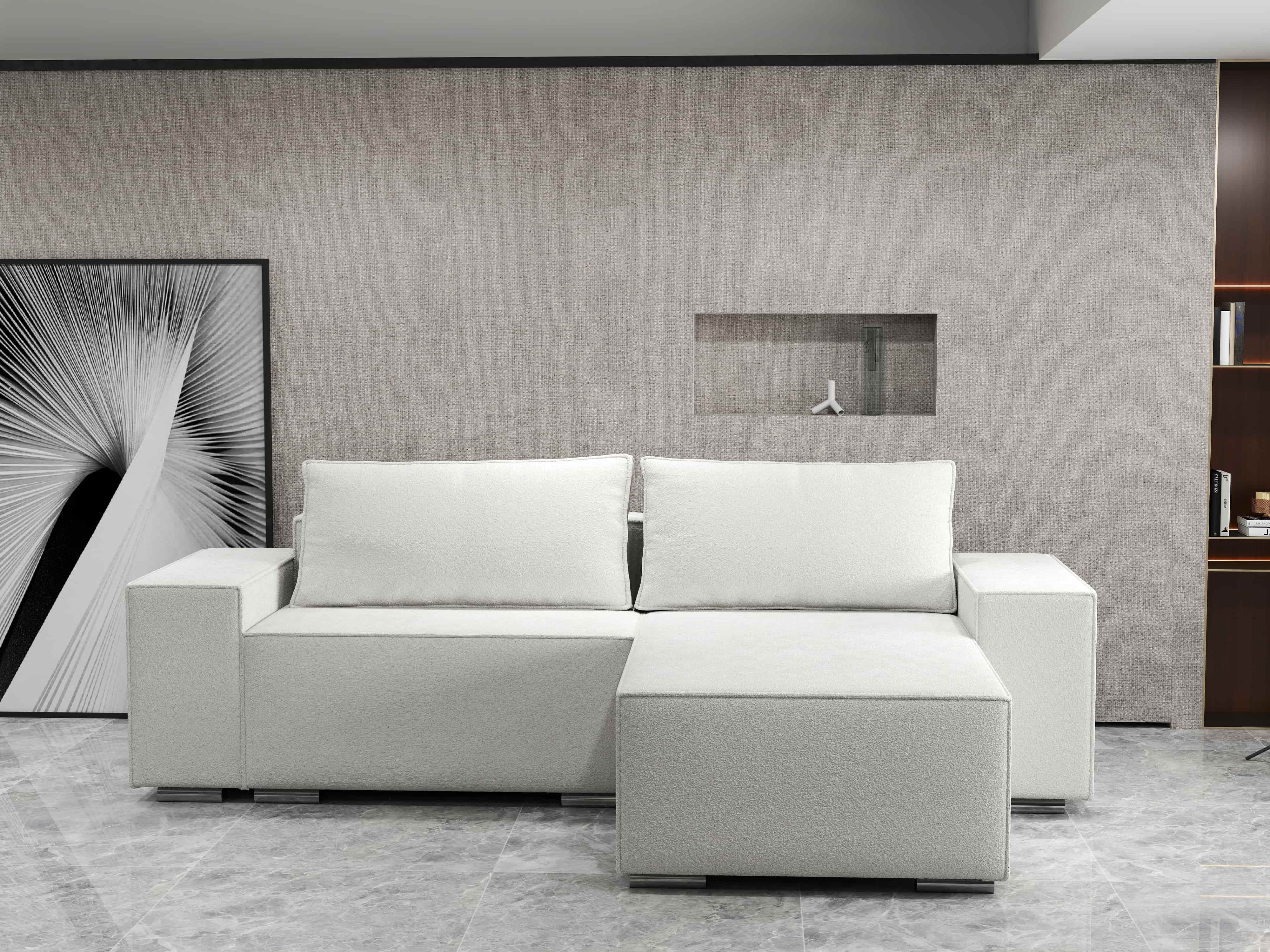 Colțar extensibil dumonde cu ladă de depozitare si sezut confortabil din spuma HR, Dream Euphoria Ivory 290x185 cm II Fabrica