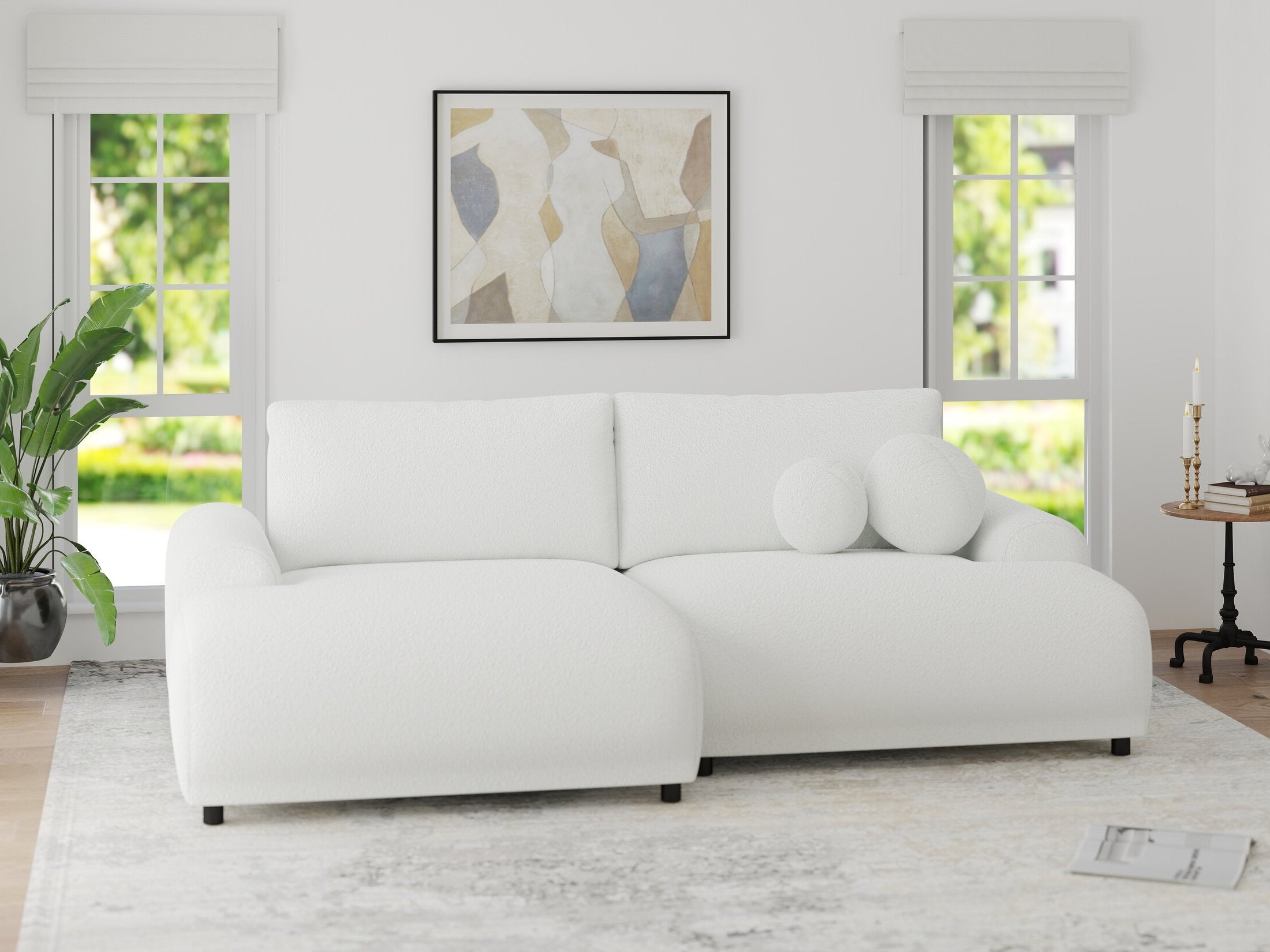 Colțar extensibil dumonde cu ladă de depozitare și șezut confortabil din spumă HR, Carlo Euphoria Alb 240x145 cm