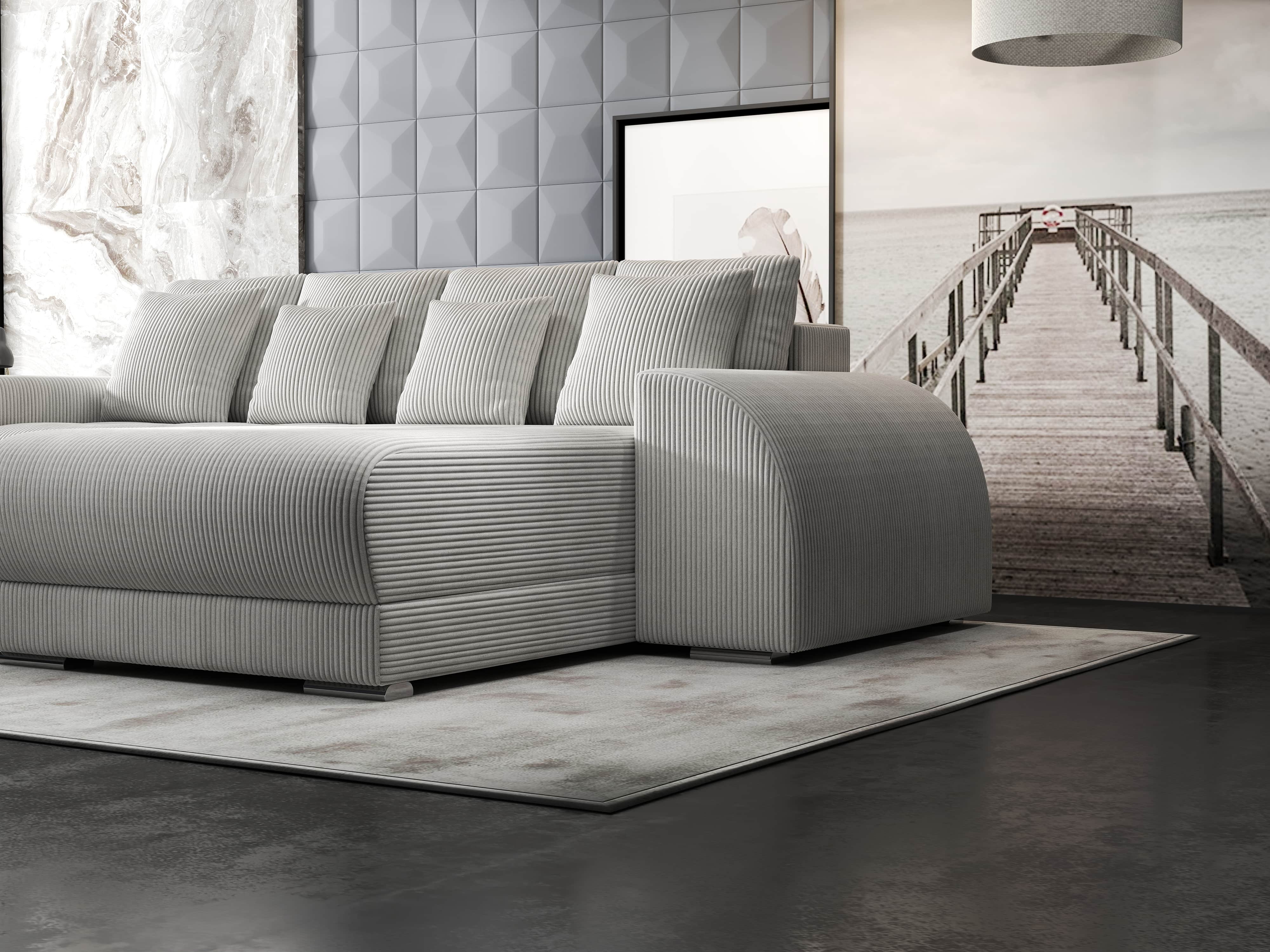 Colțar extensibil dumonde cu ladă de depozitare si sezut confortabil din spuma HR, Verona Zoom Crem II 290x185 cm Fabrica