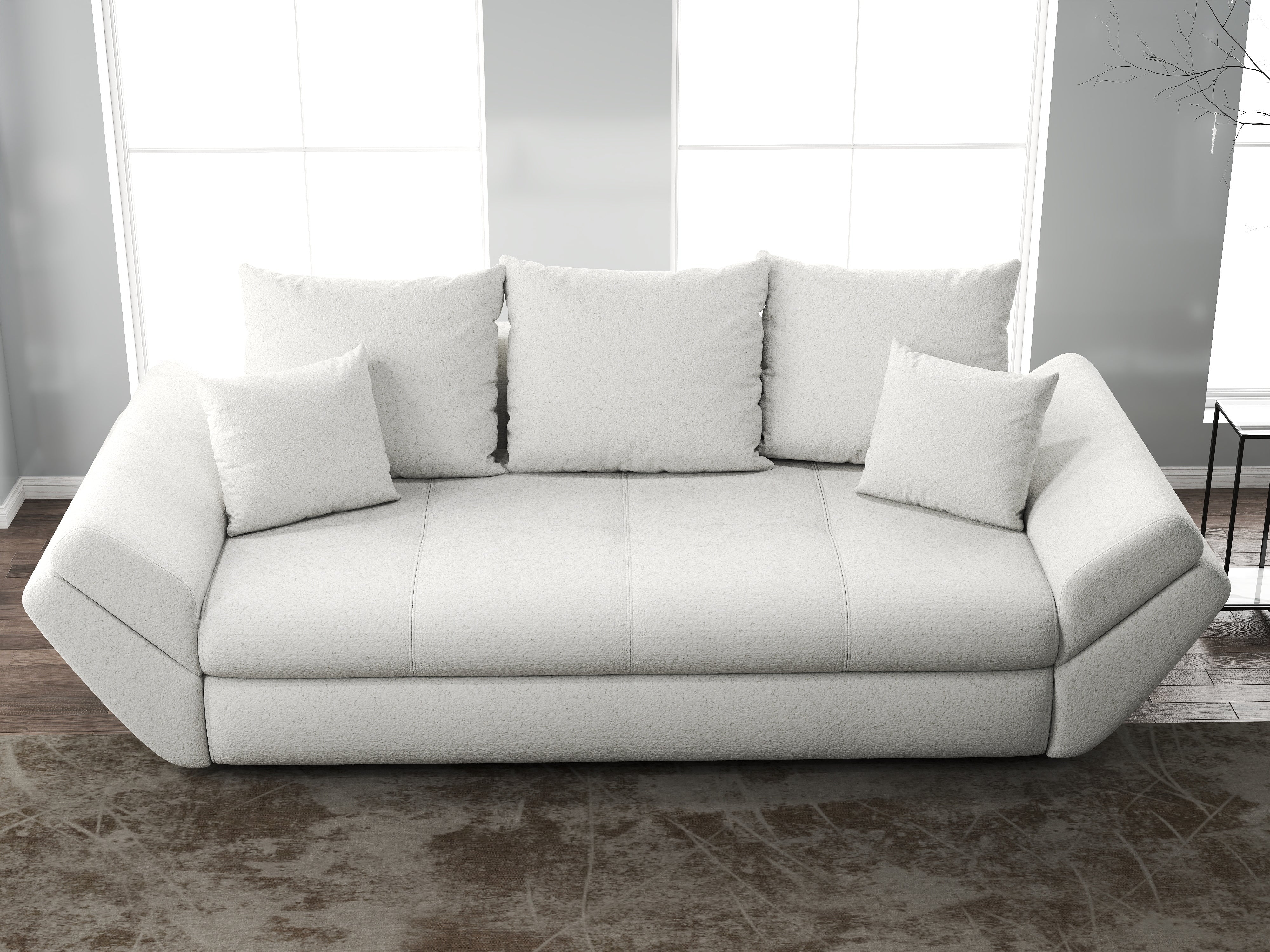 Canapea extensibilă dumonde cu ladă de depozitare si sezut confortabil din spuma HR, Loana Euphoria Ivory 250x100 cm Fabrica