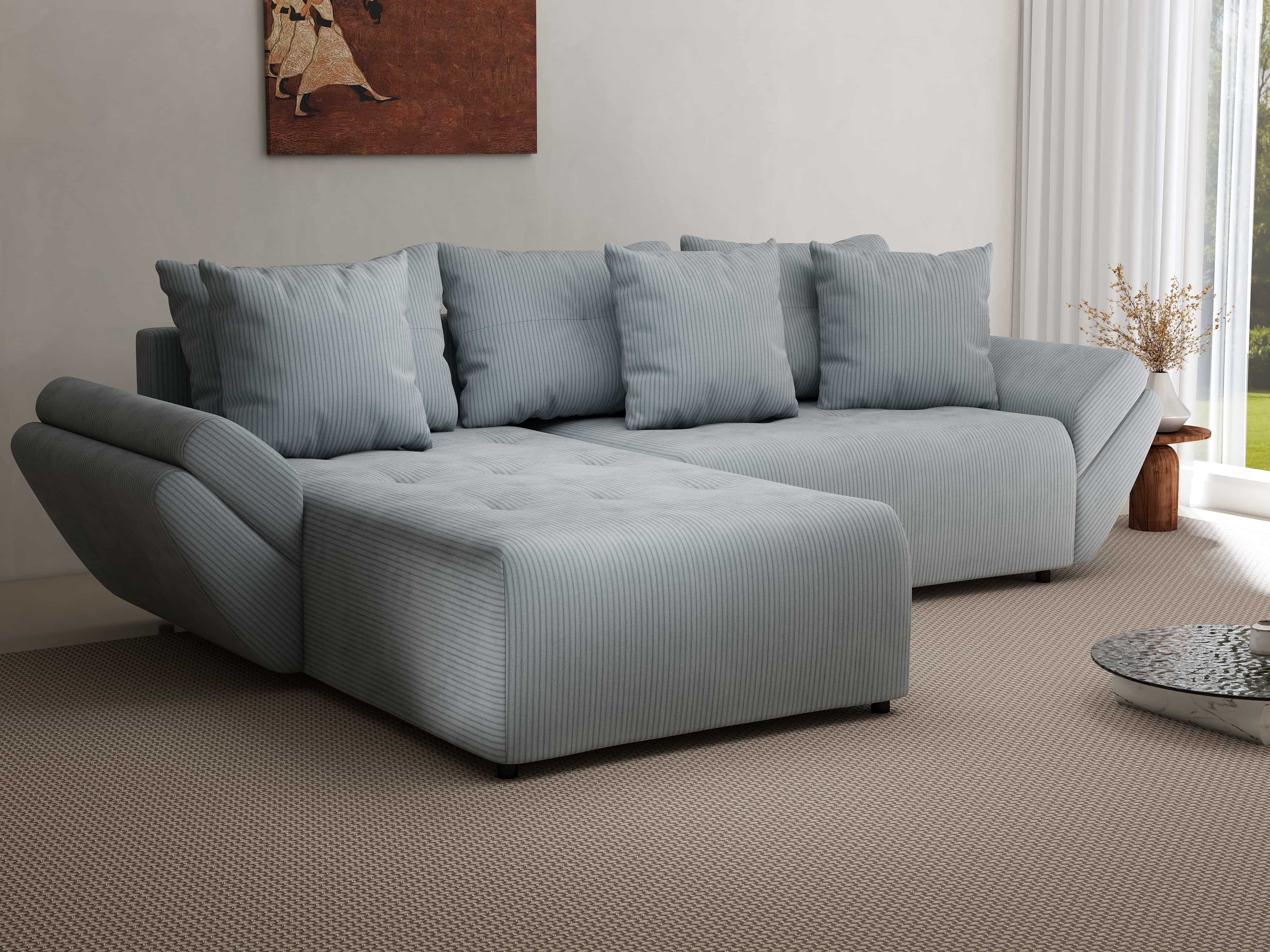 Colțar extensibil dumonde cu ladă de depozitare si sezut confortabil din spuma HR, Berlin Zoom Grey 280x185 cm Fabrica