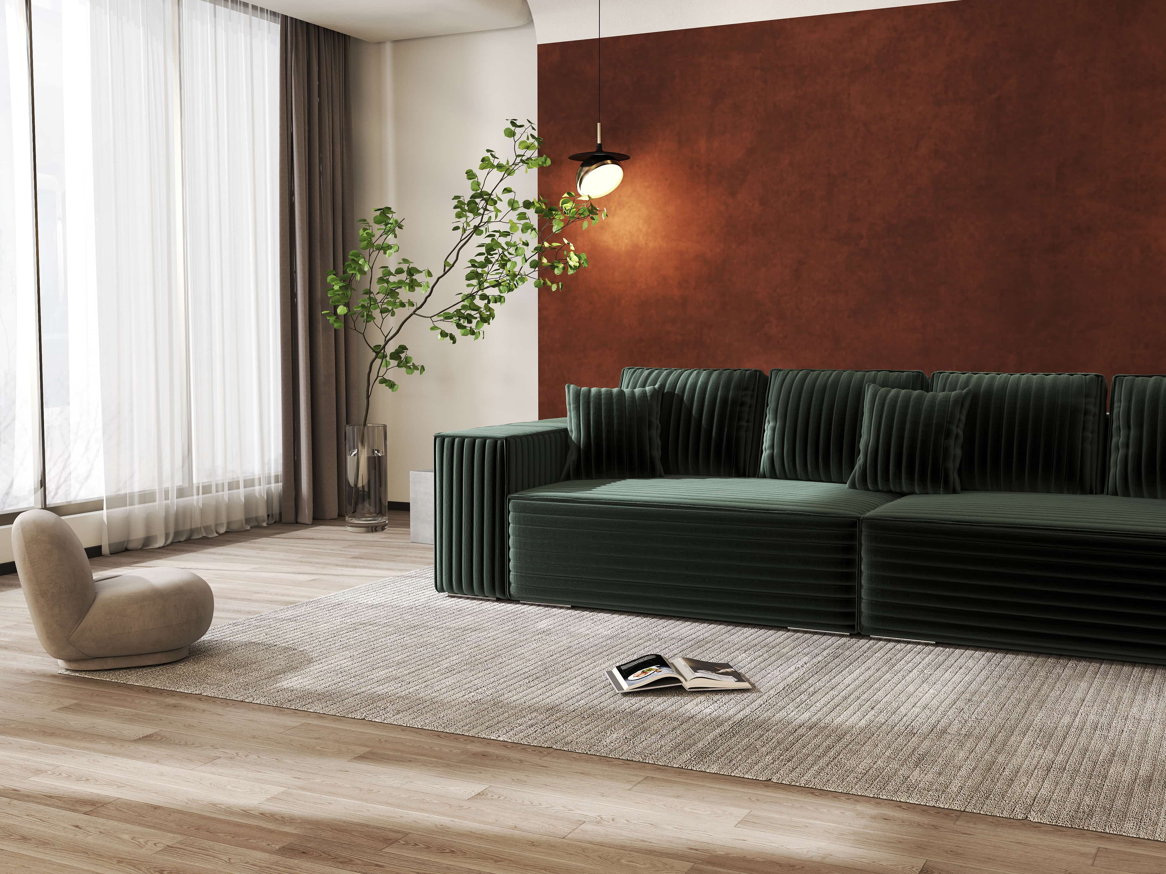 Canapea extensibilă dumonde cu ladă de depozitare si sezut confortabil din spuma HR, Dream Ambience Verde 310x100 cm Fabrica