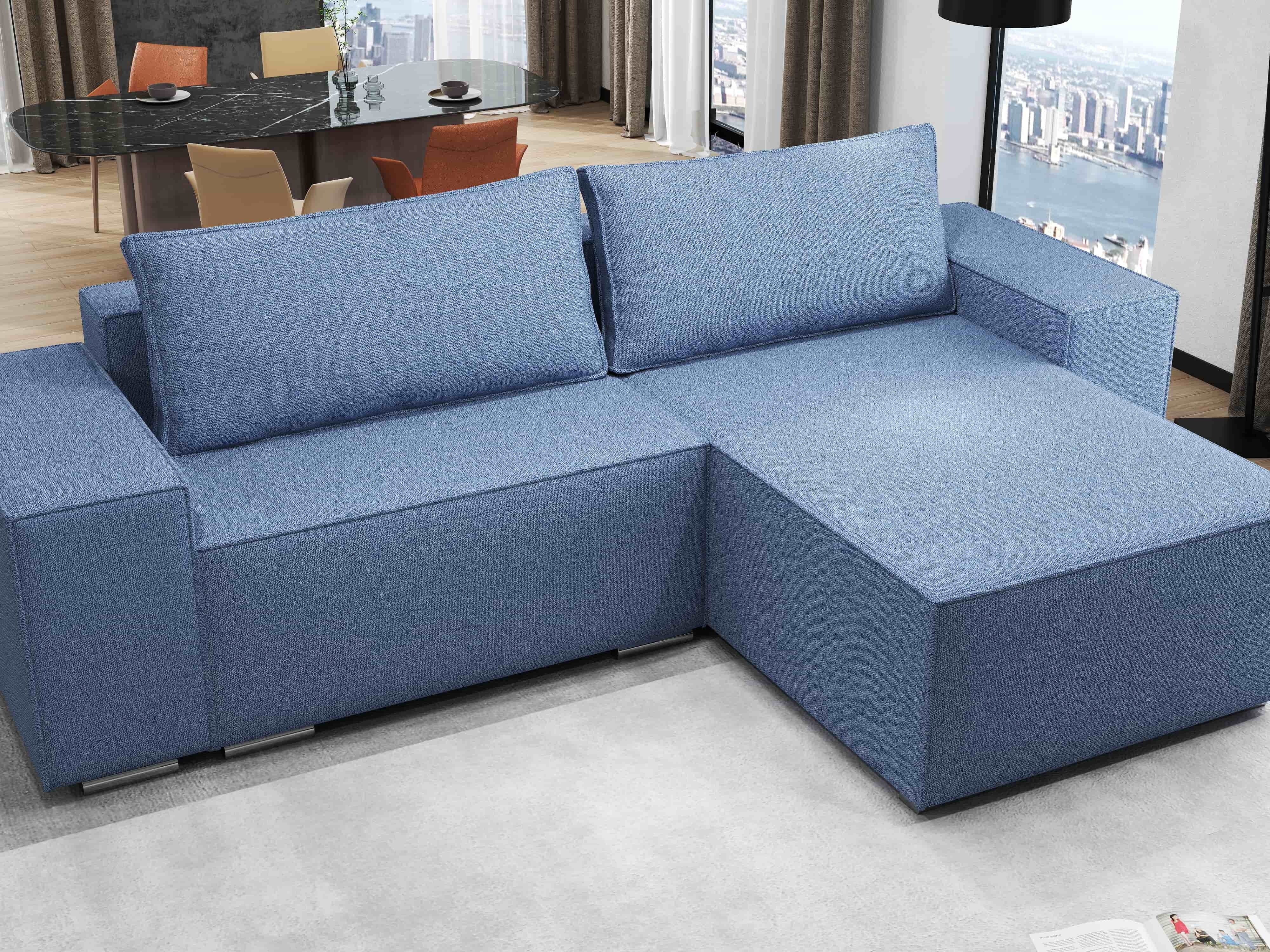 Colțar extensibil dumonde cu ladă de depozitare si sezut confortabil din spuma HR, Dream Enjoy Albastru 290x185 cm II Fabrica