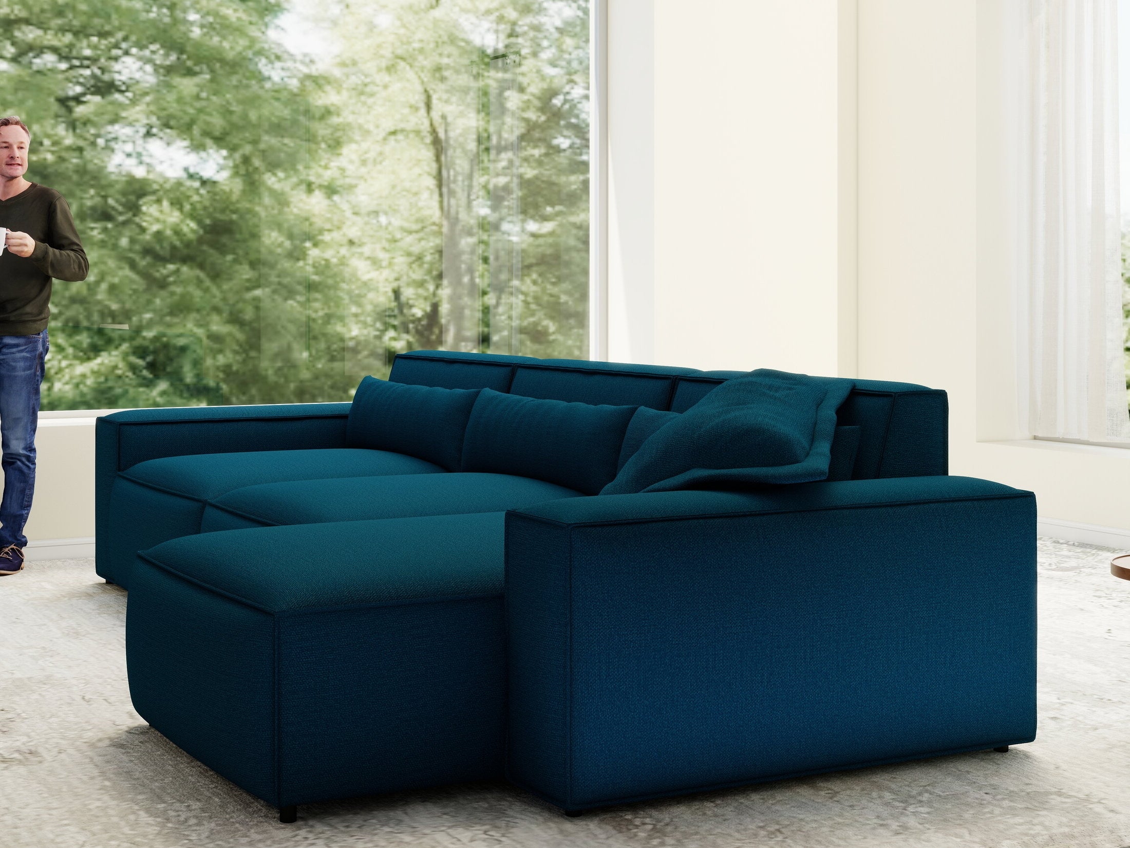 Colțar dumonde cu sezut confortabil din spuma HR, Marvelo XL Enjoy Verde Petrol 366x175 cm II