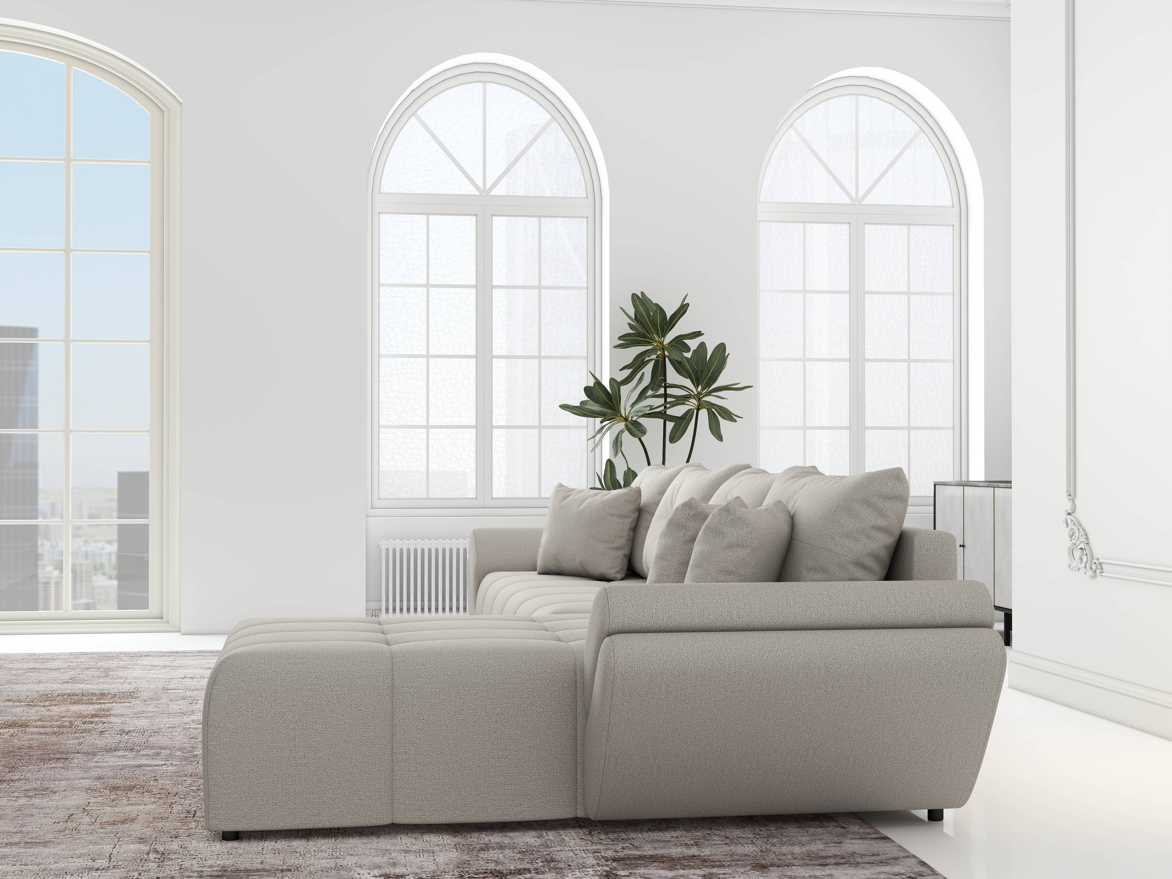 Colțar extensibil dumonde cu ladă de depozitare si sezut confortabil din spuma HR, Berlin XL Enjoy Beige 350x185 cm II Fabrica