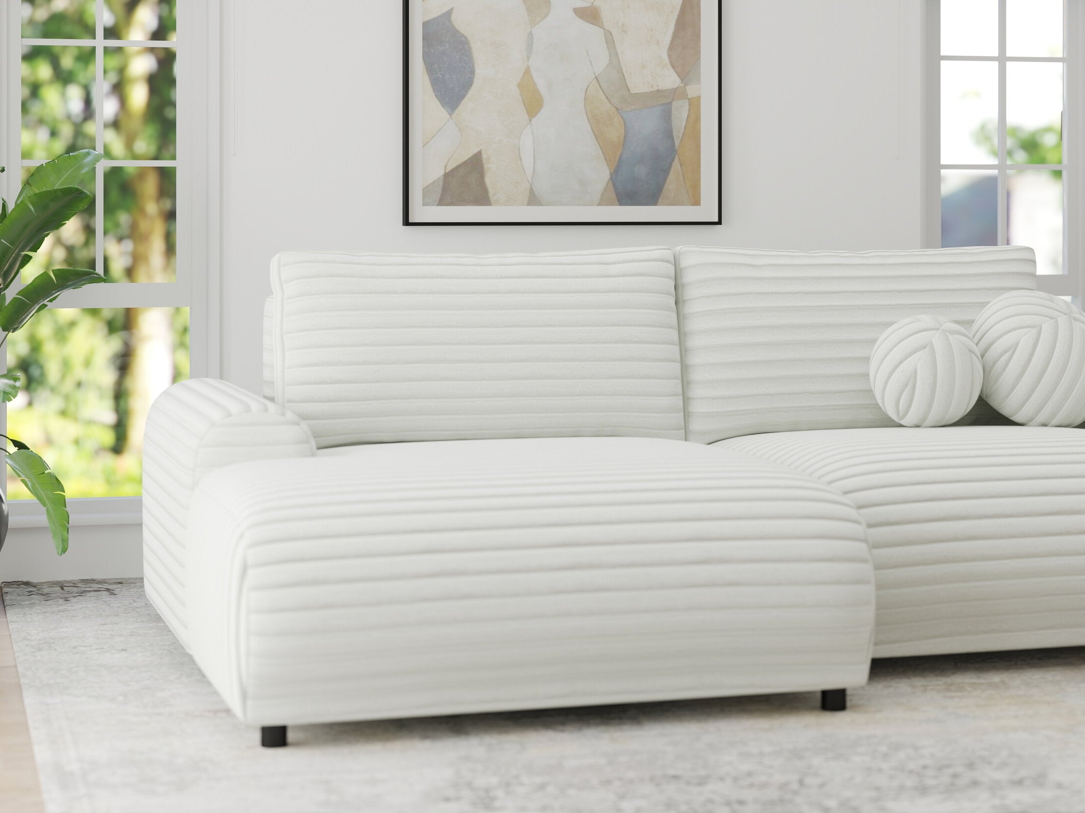 Colțar extensibil dumonde cu ladă de depozitare și șezut confortabil din spumă HR, Carlo Ambience Alb 240x145 cm