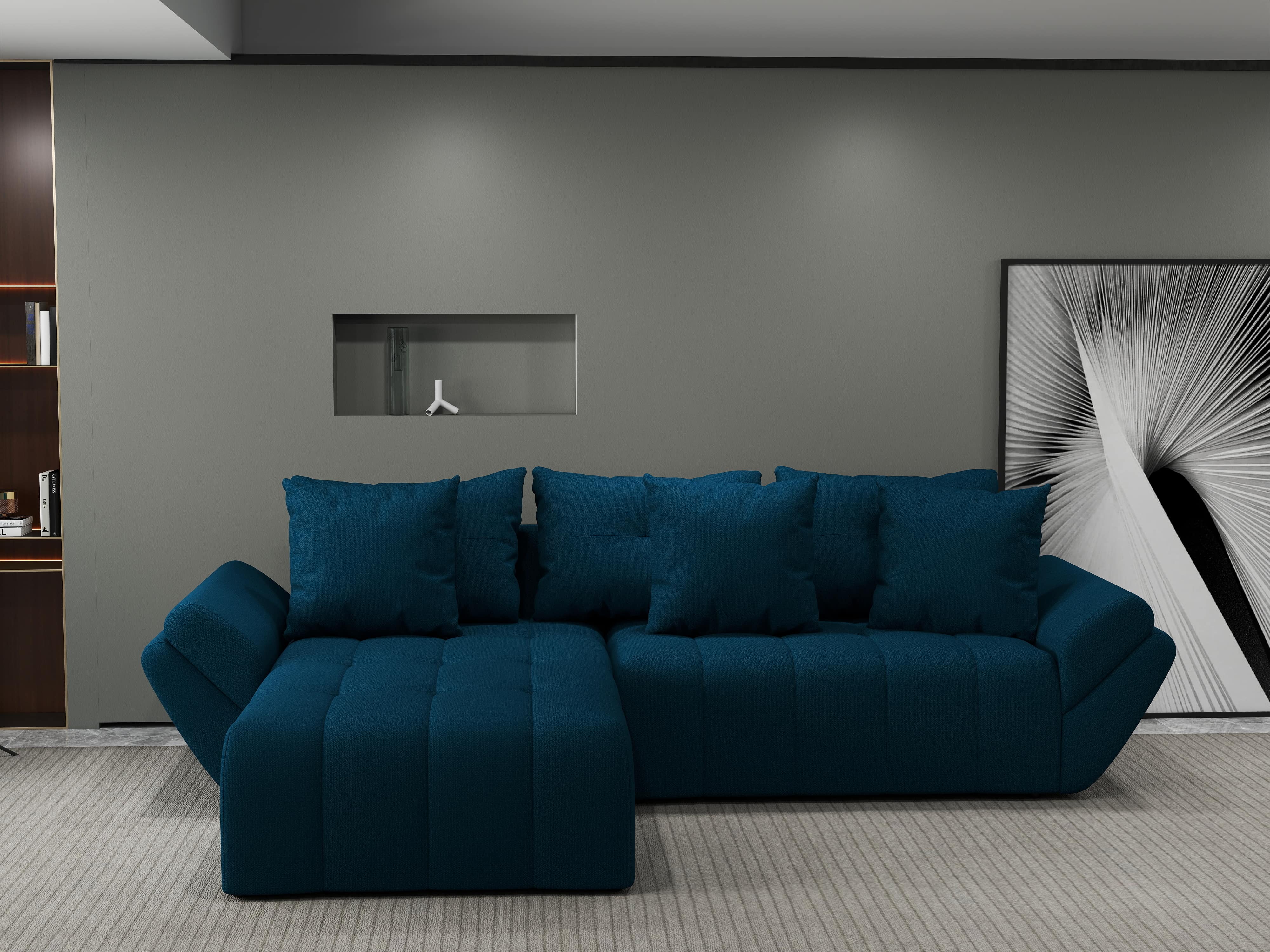 Colțar extensibil dumonde cu ladă de depozitare si sezut confortabil din spuma HR, Berlin Enjoy Petrol 280x185 cm Fabrica