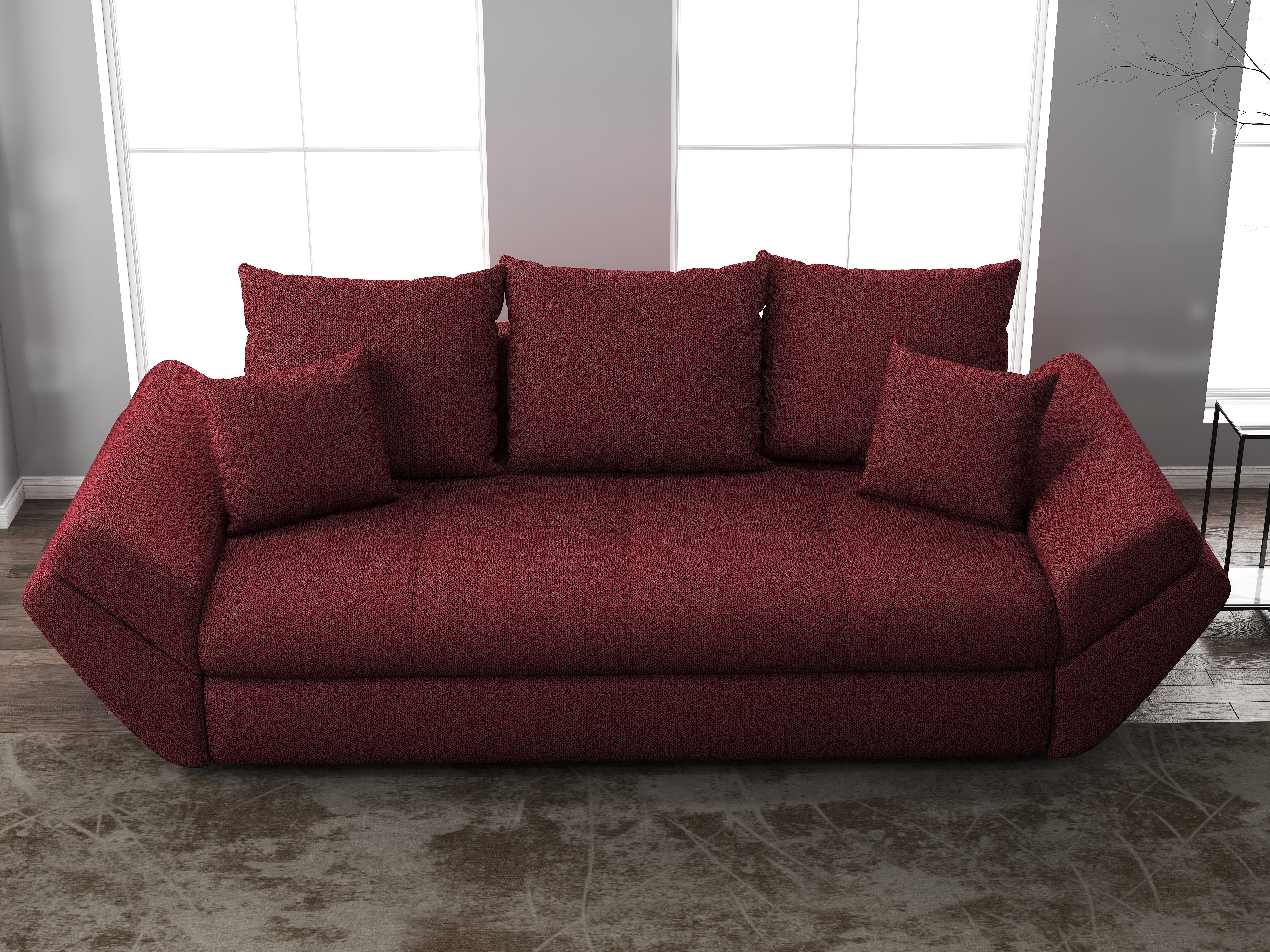 Canapea extensibilă dumonde cu ladă de depozitare si sezut confortabil din spuma HR, Loana Enjoy Red 250x100 cm Fabrica