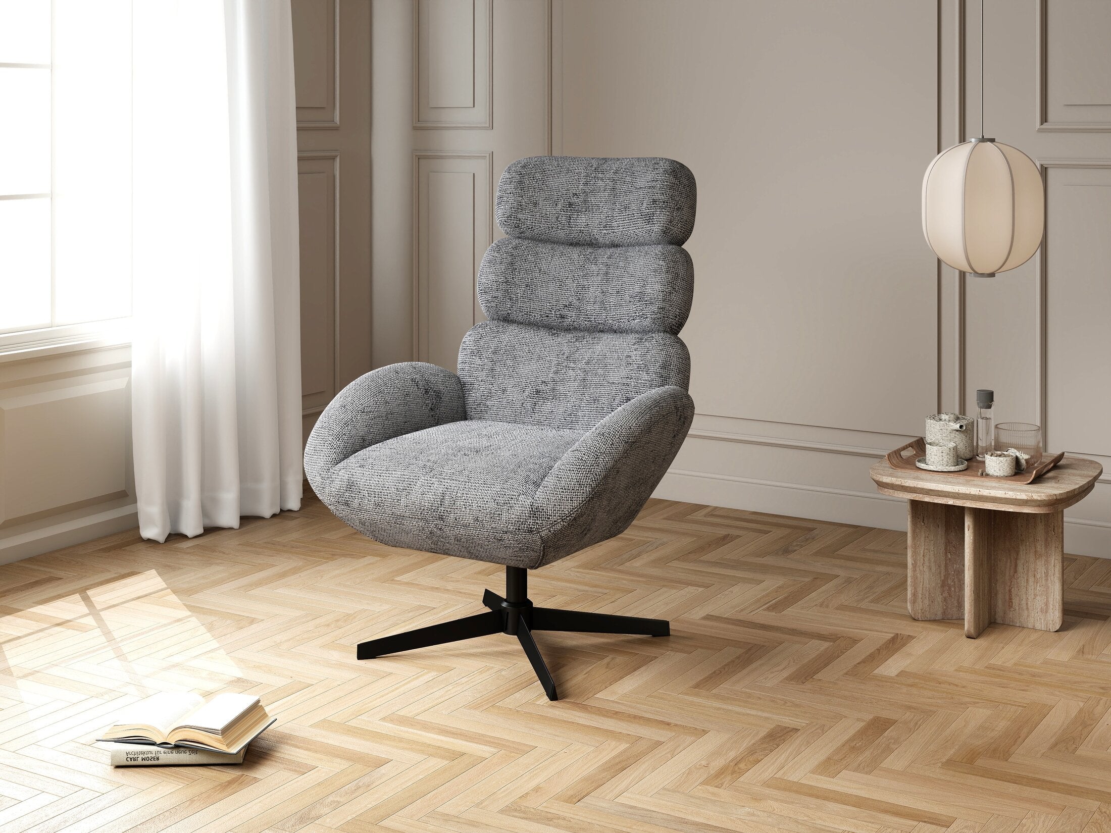 Fotoliu dumonde tapitat Gri modern Zaffiro 75x83cm