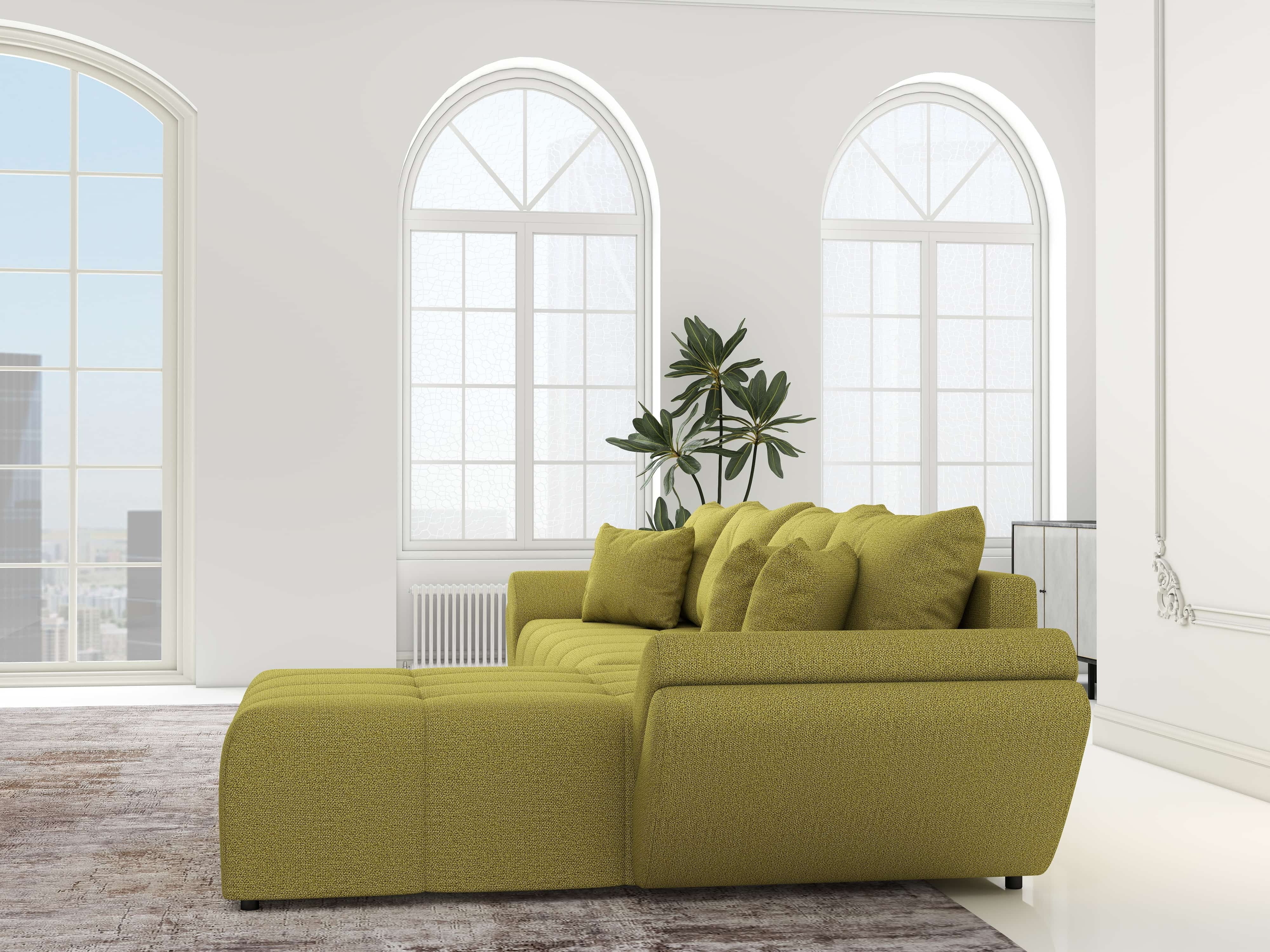 Colțar extensibil dumonde cu ladă de depozitare si sezut confortabil din spuma HR, Berlin XL Enjoy Green 350x185 cm II Fabrica