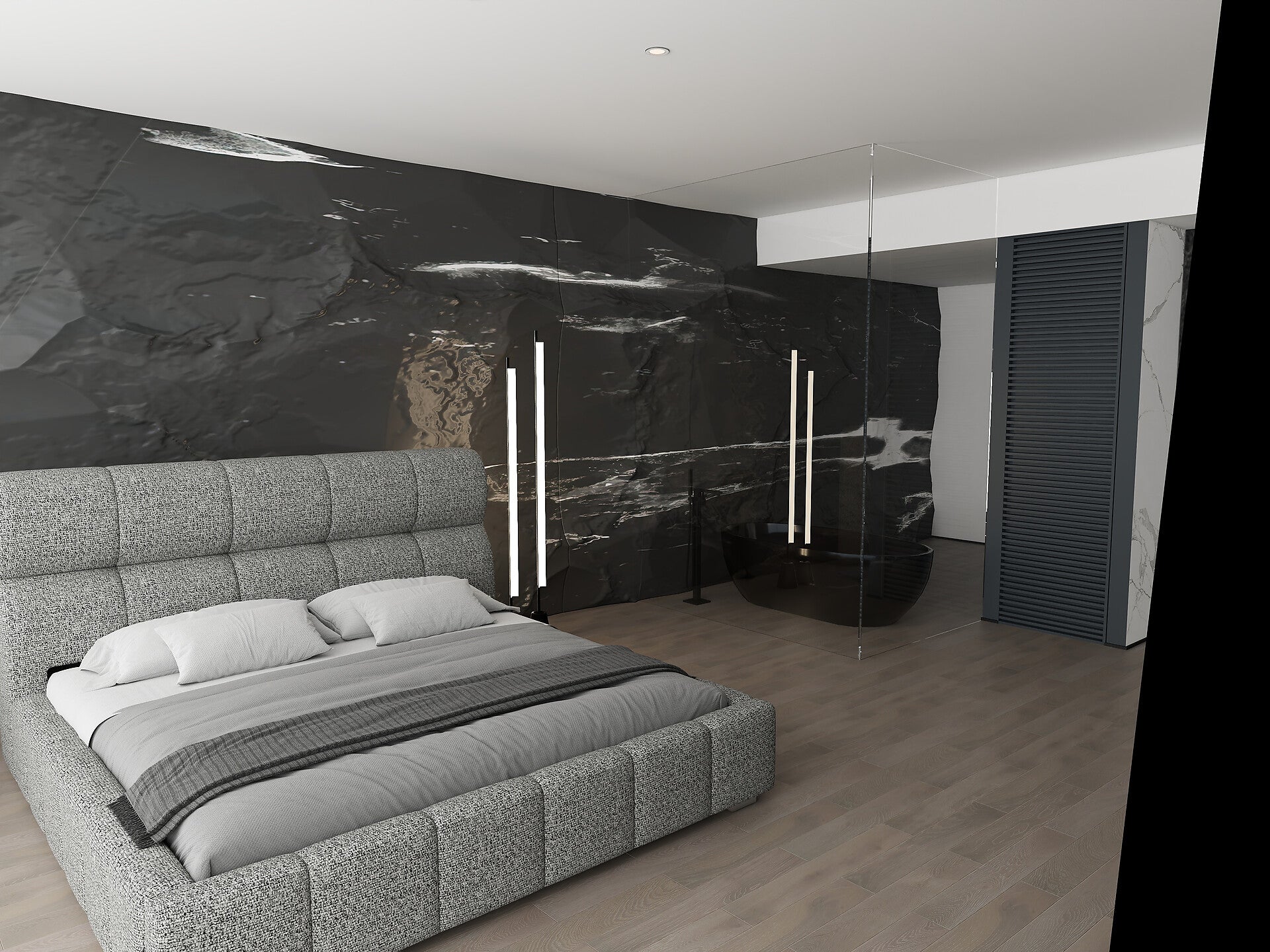 Pat dormitor dumonde, tapitat bej, Prestige 180x200 cm, somiera rabatabila inclusa, spatiu depozitare