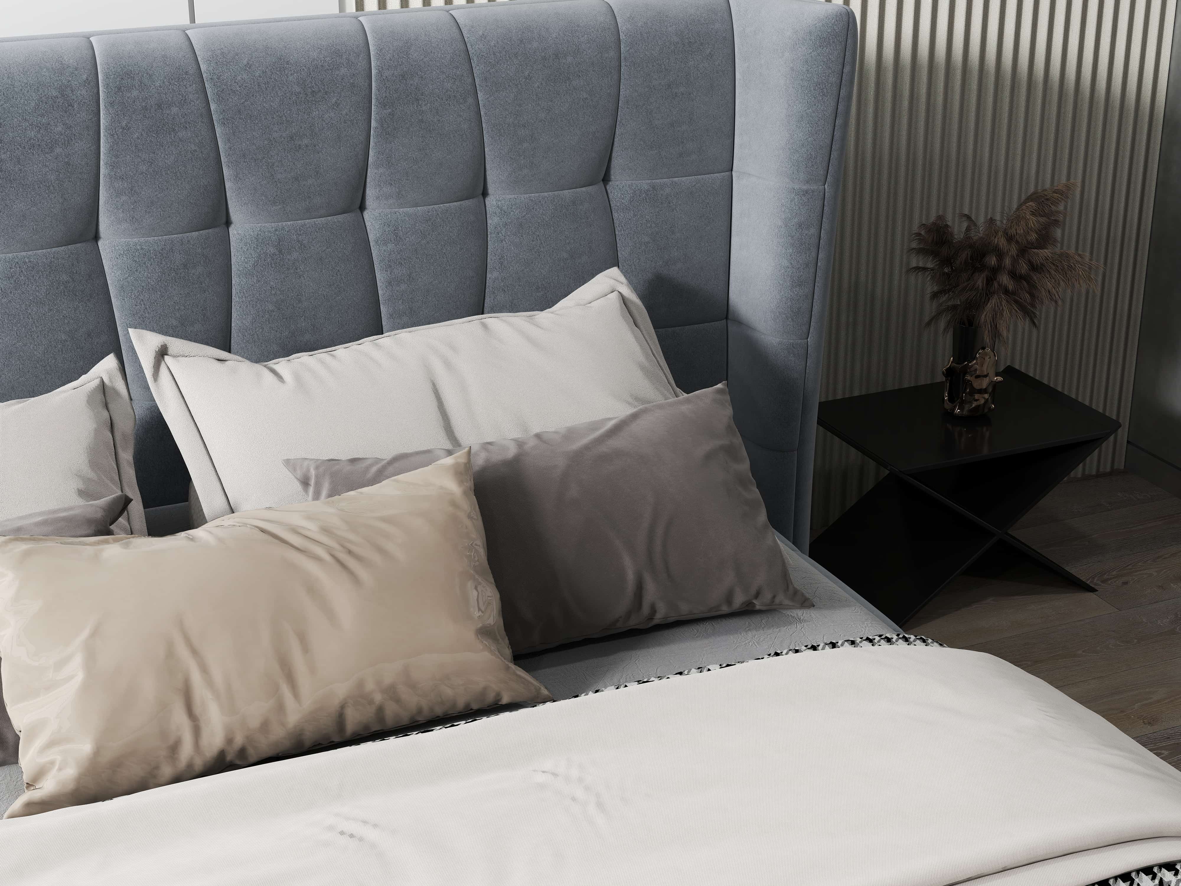 Pat dormitor dumonde, tapitat Gri, Bellagio 180x200 cm, somiera fixa inclusa WLS