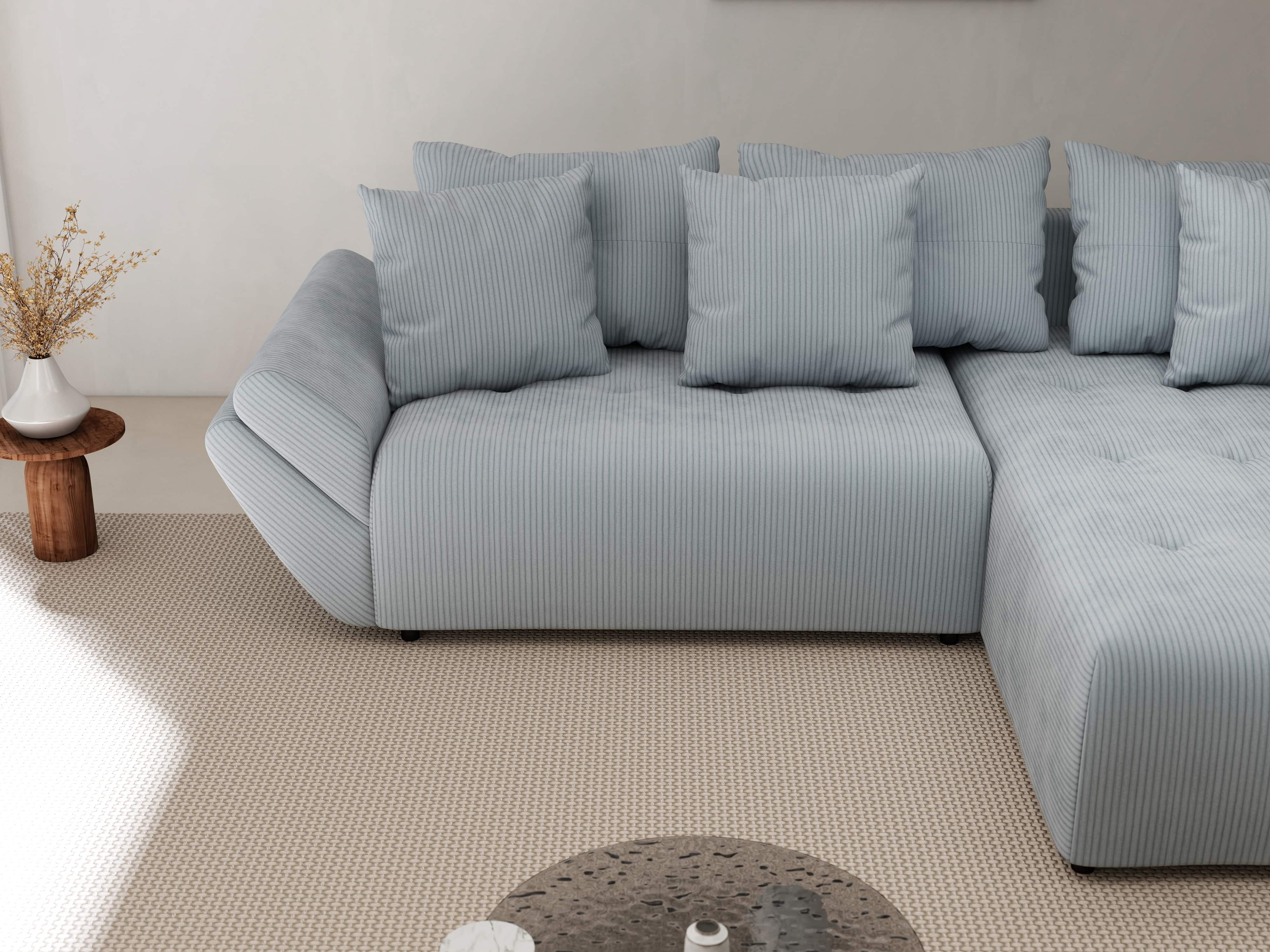 Colțar extensibil dumonde cu ladă de depozitare si sezut confortabil din spuma HR, Berlin Zoom Grey 280x185 cm II Fabrica