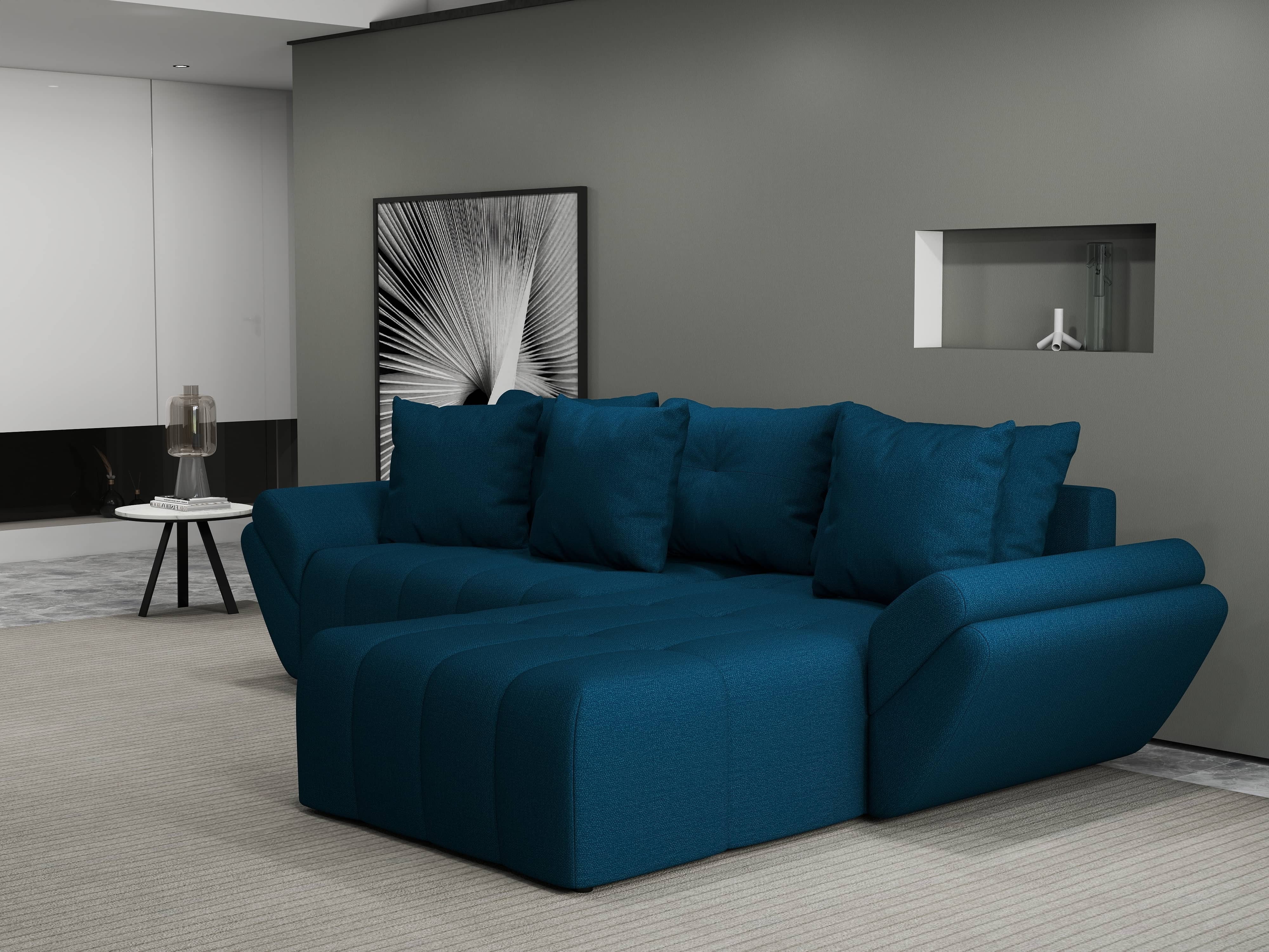 Colțar extensibil dumonde cu ladă de depozitare si sezut confortabil din spuma HR, Berlin Enjoy Petrol 280x185 cm II Fabrica