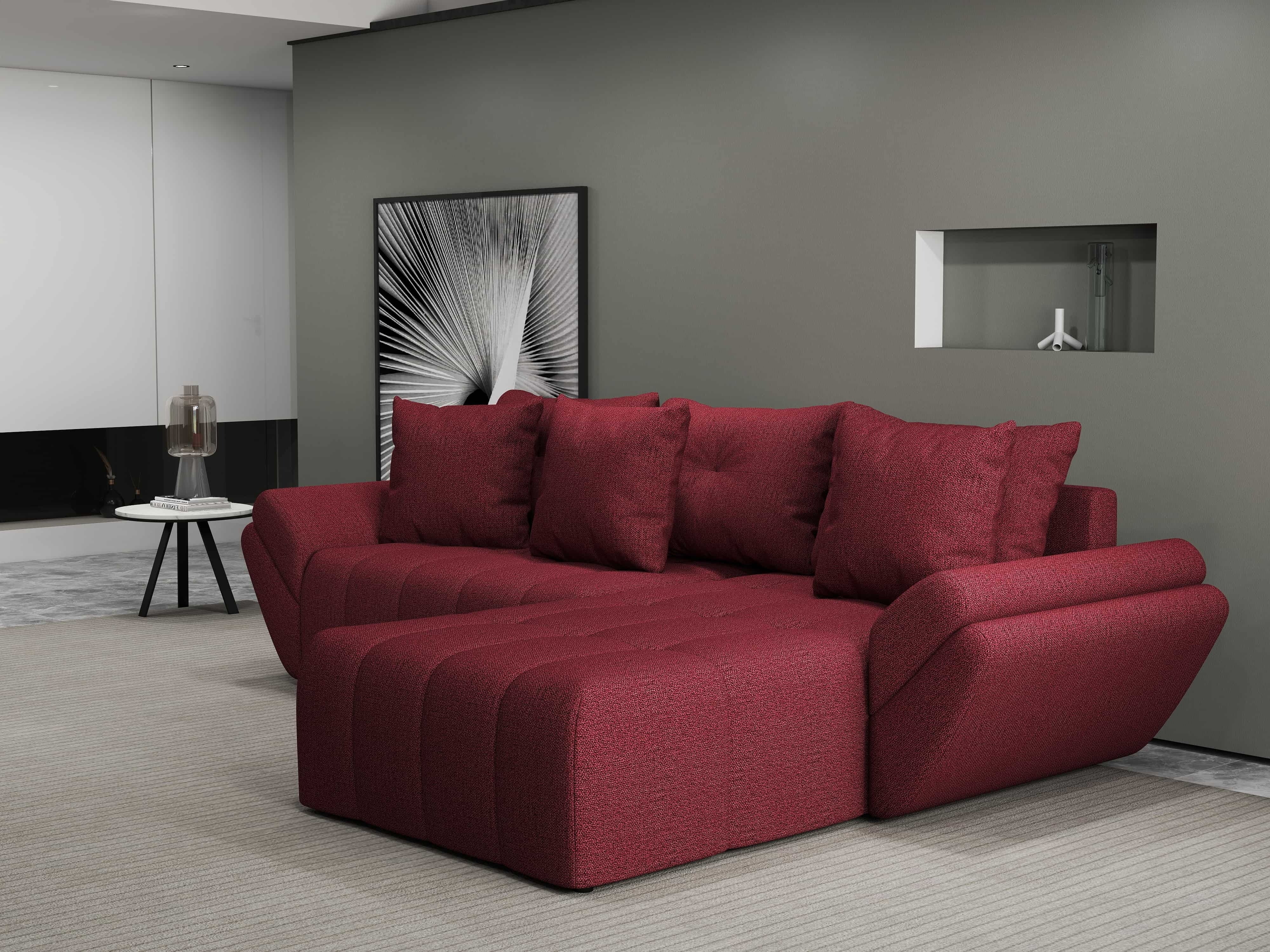 Colțar extensibil dumonde cu ladă de depozitare si sezut confortabil din spuma HR, Berlin Enjoy Rosu 280x185 cm II Fabrica