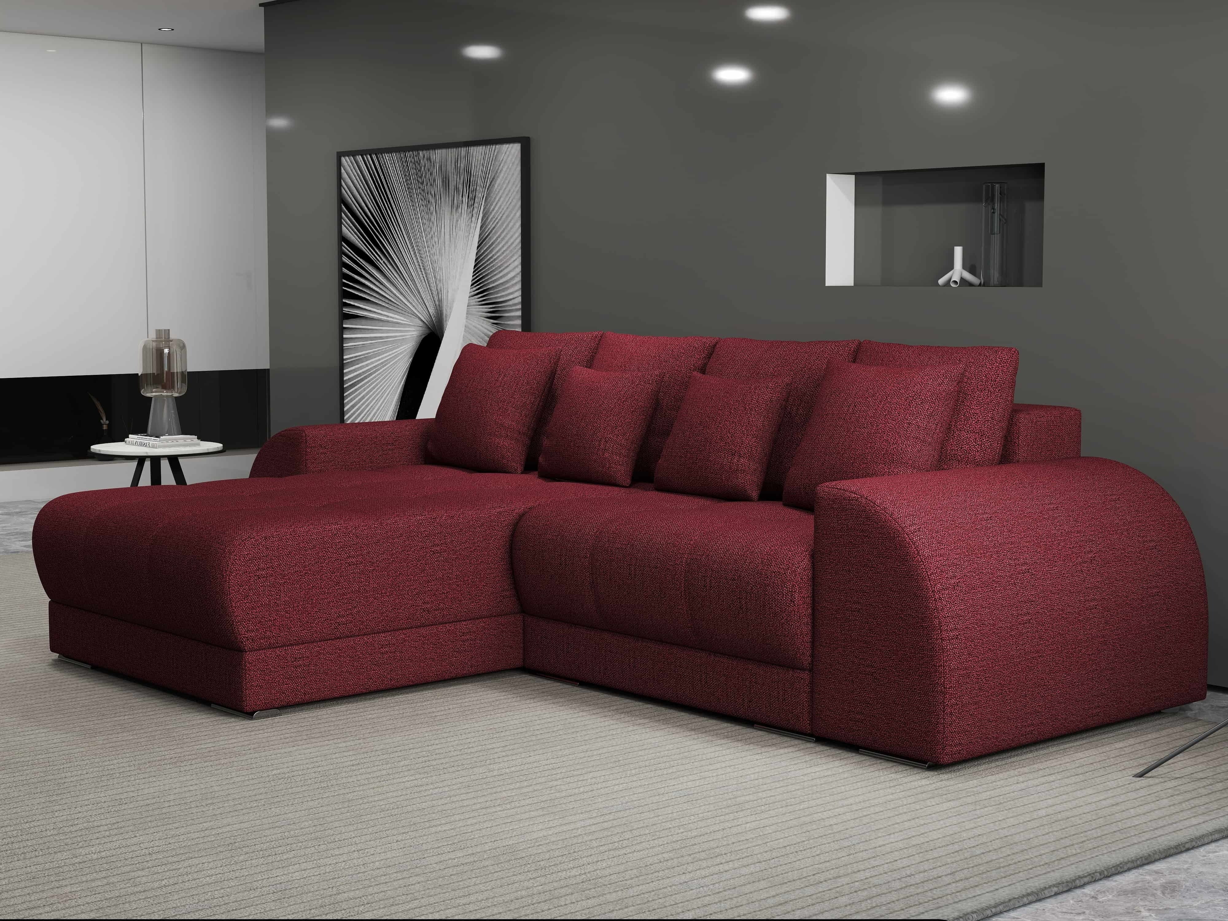 Colțar extensibil dumonde cu ladă de depozitare si sezut confortabil din spuma HR, Verona Enjoy Rosu 290x185 cm Fabrica