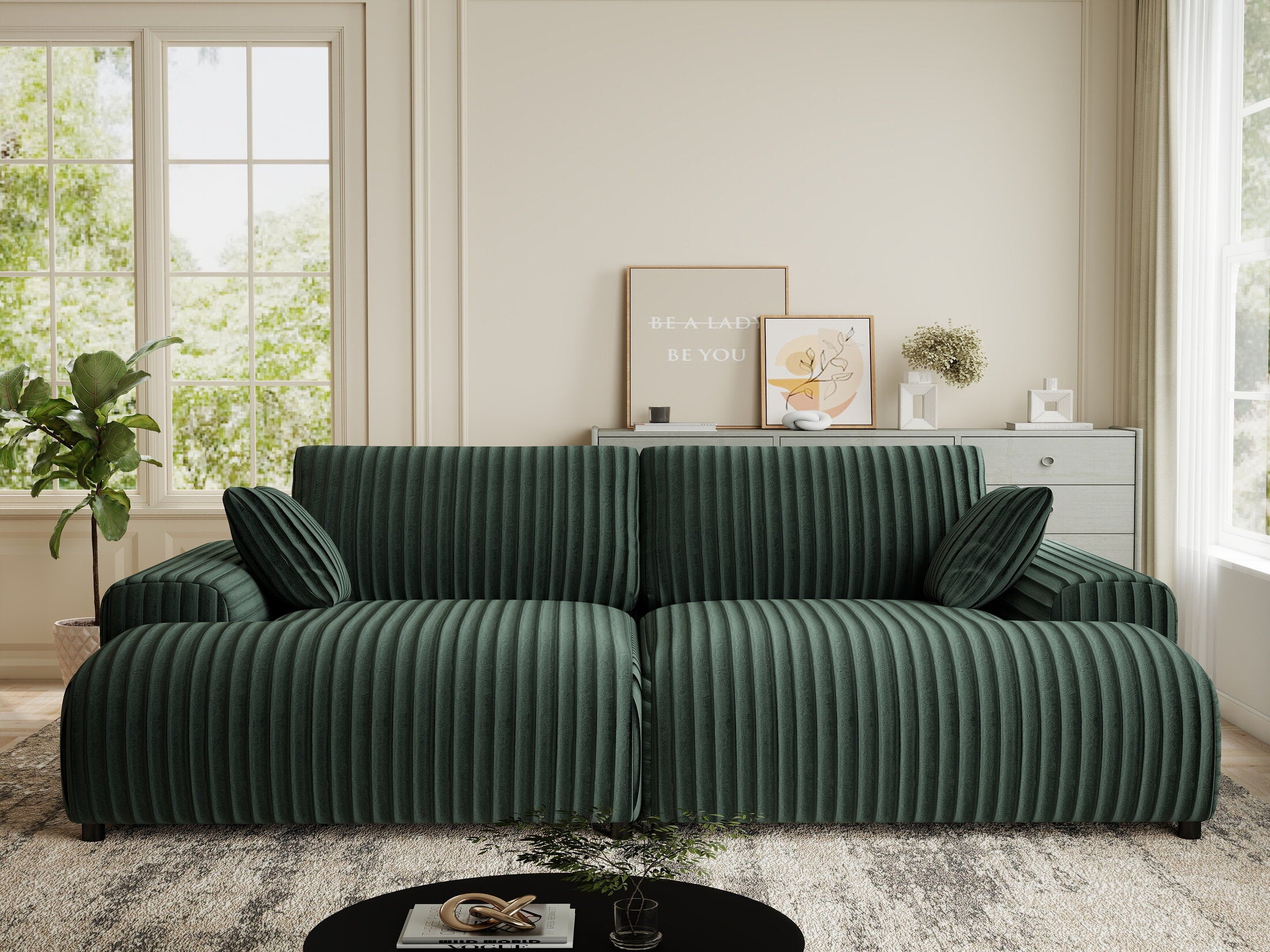 Canapea dumonde cu sezut confortabil din spuma HR, Hudson Ambience Verde 237x144 cm