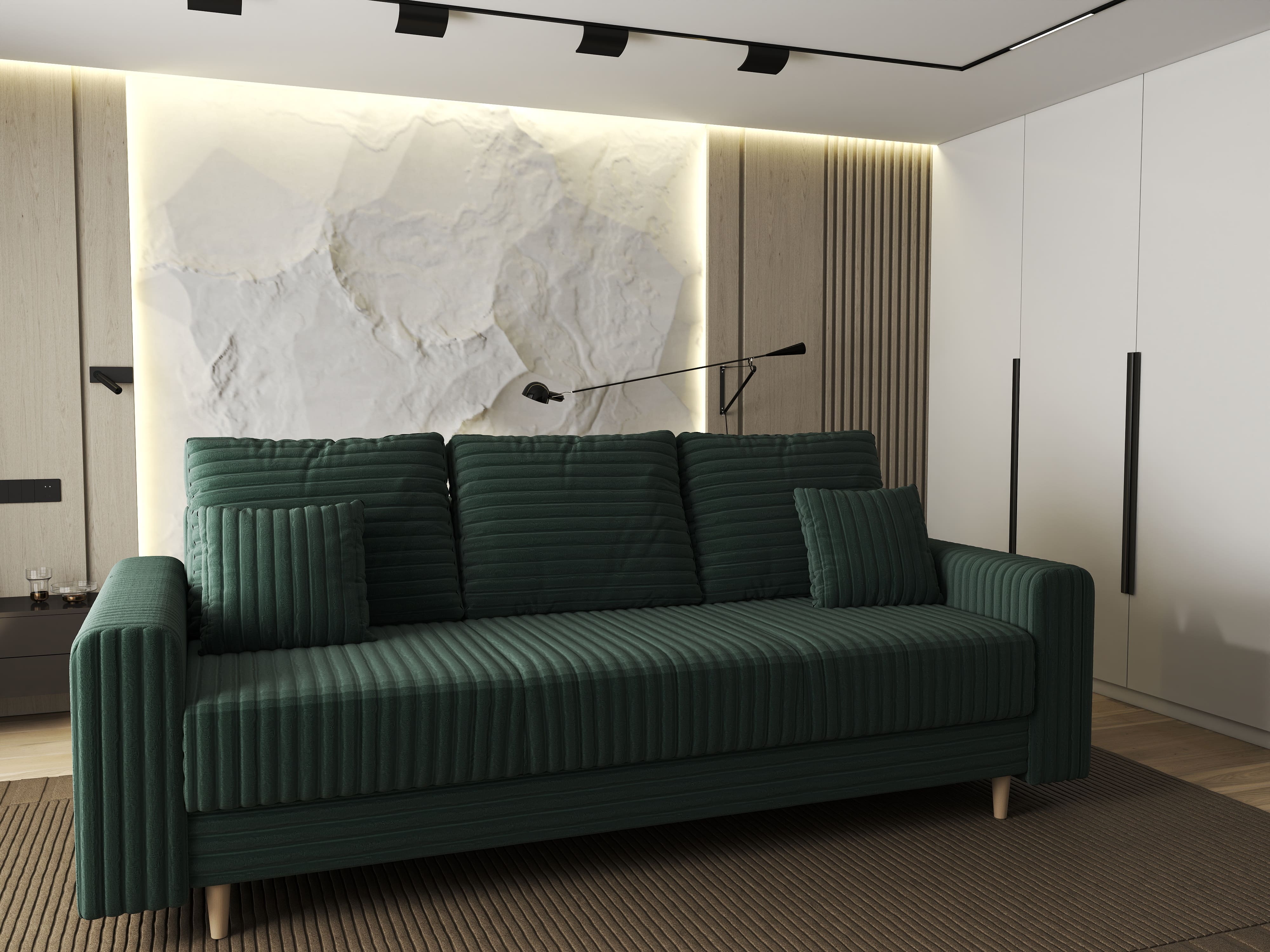 Canapea extensibilă dumonde cu ladă de depozitare si sezut confortabil din spuma HR, Kronos Ambience Verde 210x100 cm fabrica