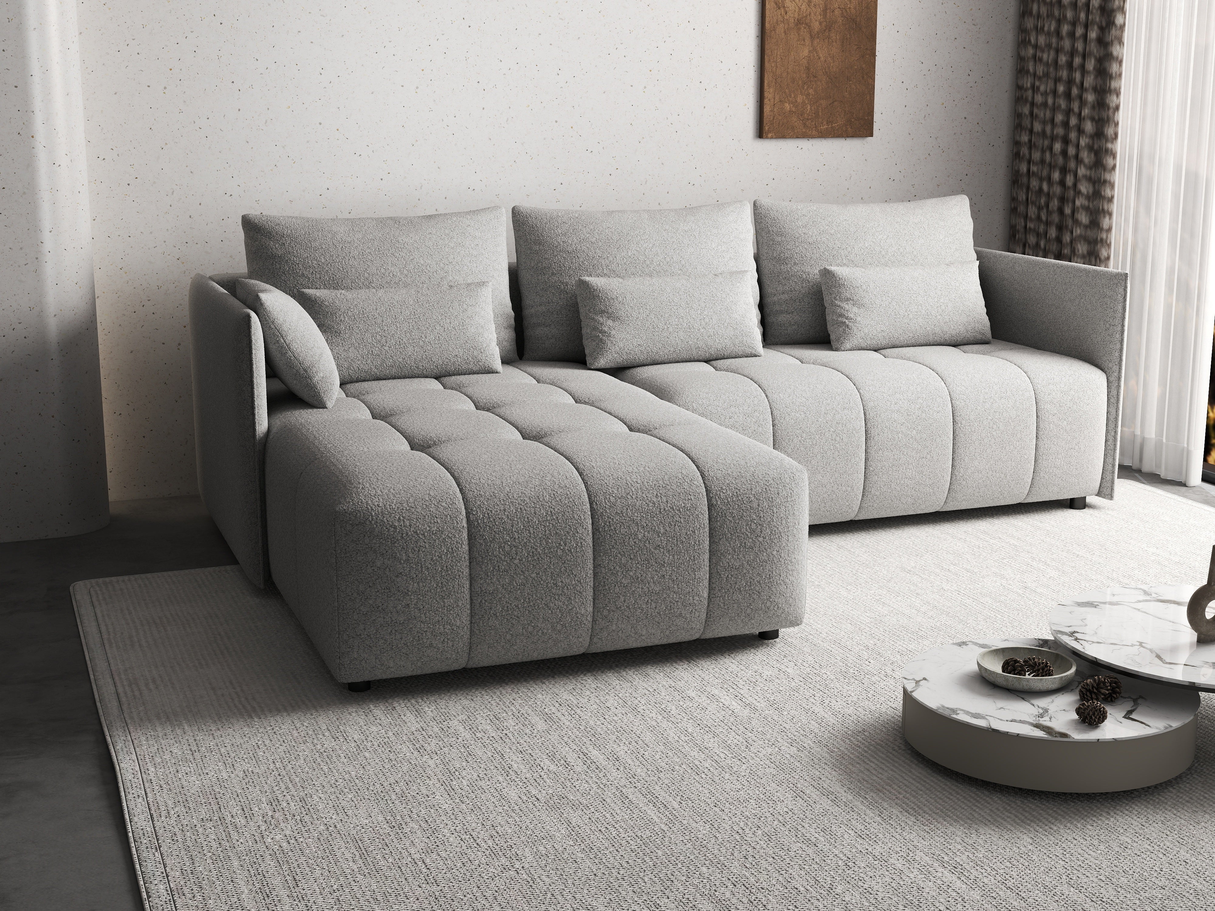 Colțar extensibil dumonde cu ladă de depozitare si sezut confortabil din spuma HR, Malta Euphoria Dove II 235x185 cm Fabrica