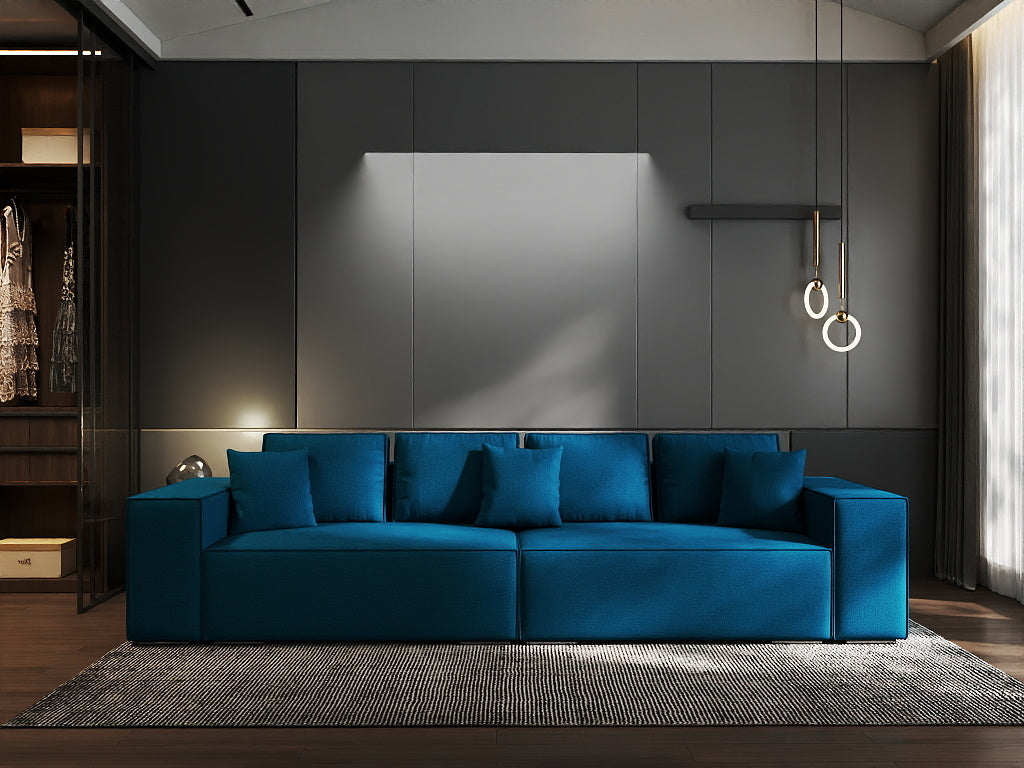 Canapea extensibilă dumonde cu ladă de depozitare si sezut confortabil din spuma HR, Dream Enjoy Petrol 310x100 cm Fabrica