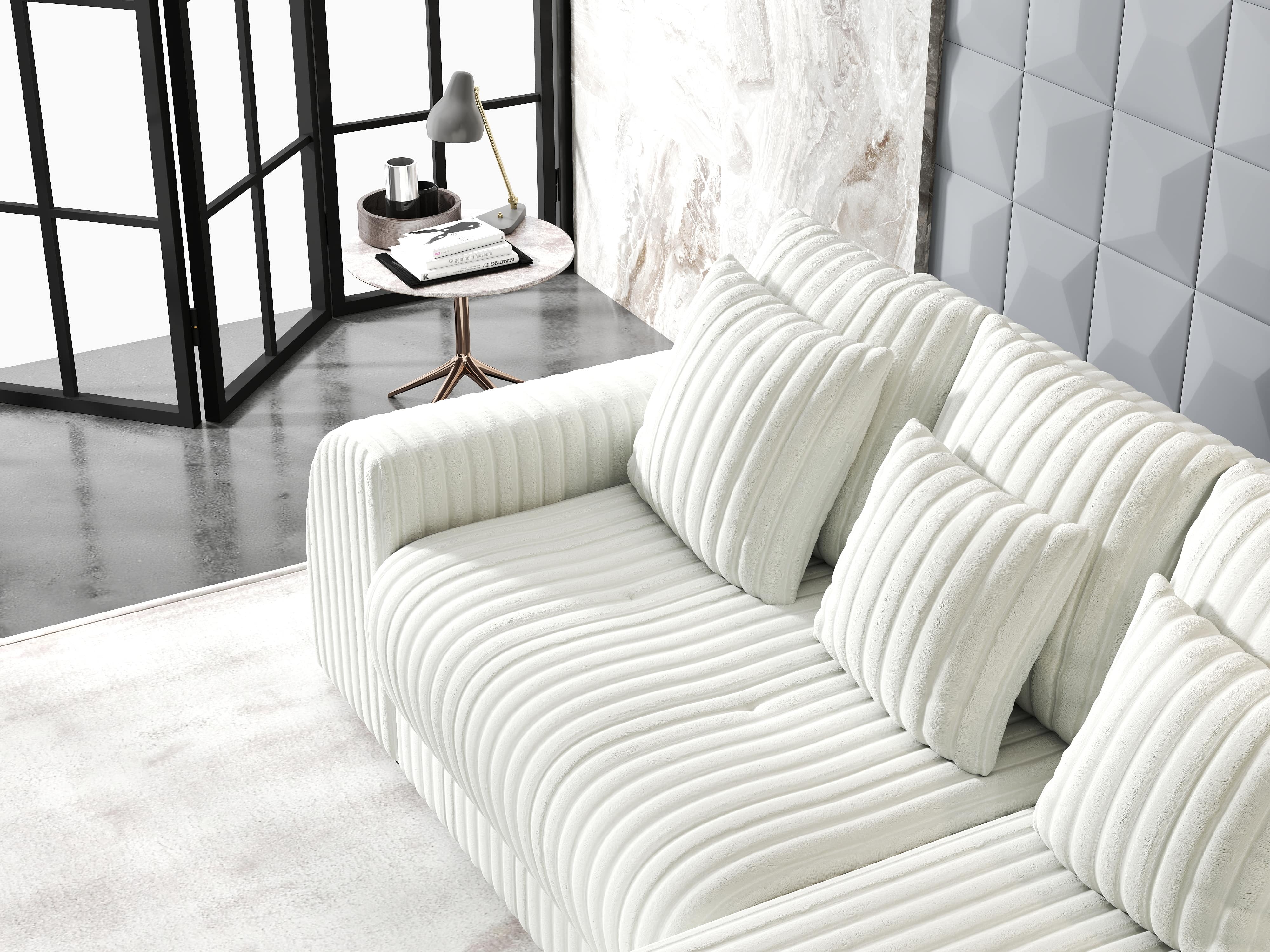 Colțar extensibil dumonde cu ladă de depozitare si sezut confortabil din spuma HR, Verona Ambience Ivory II 290x185 cm Fabrica