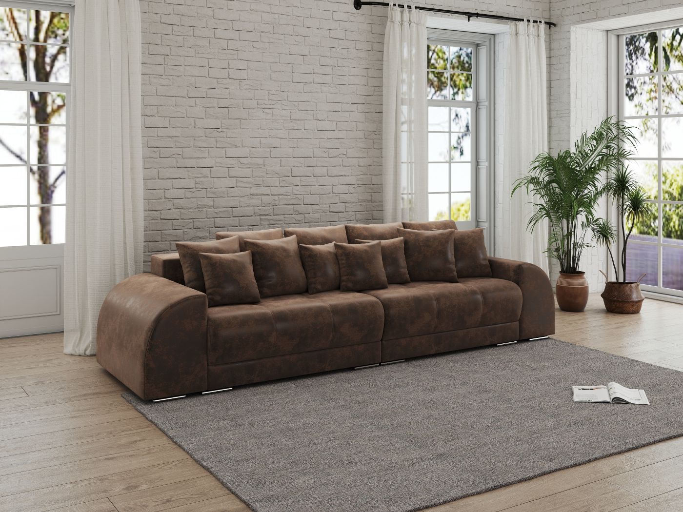 Canapea extensibilă dumonde cu 2 lăzi de depozitare si sezut confortabil din spuma HR,Verona Madagaskar Brown 310x100 cm Fabrica