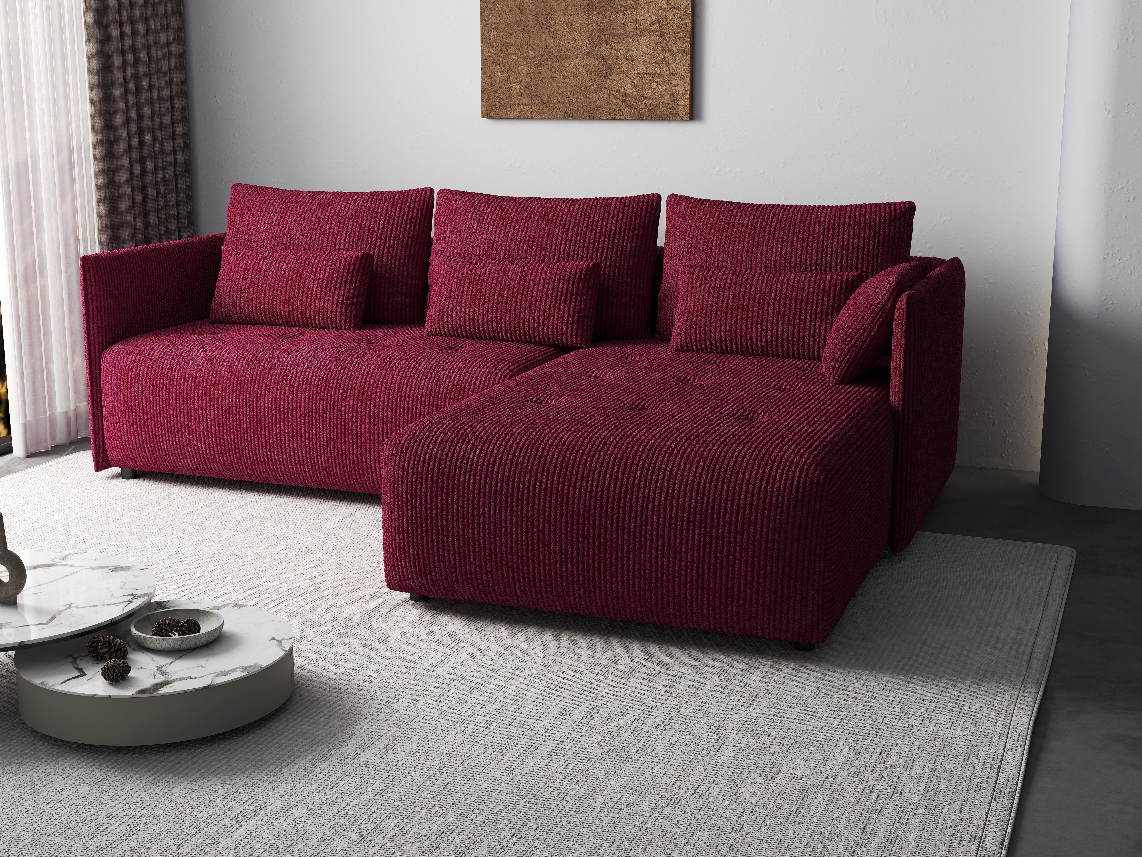 Colțar extensibil dumonde cu ladă de depozitare si sezut confortabil din spuma HR, Malta Zoom Red II 235x185 cm Fabrica