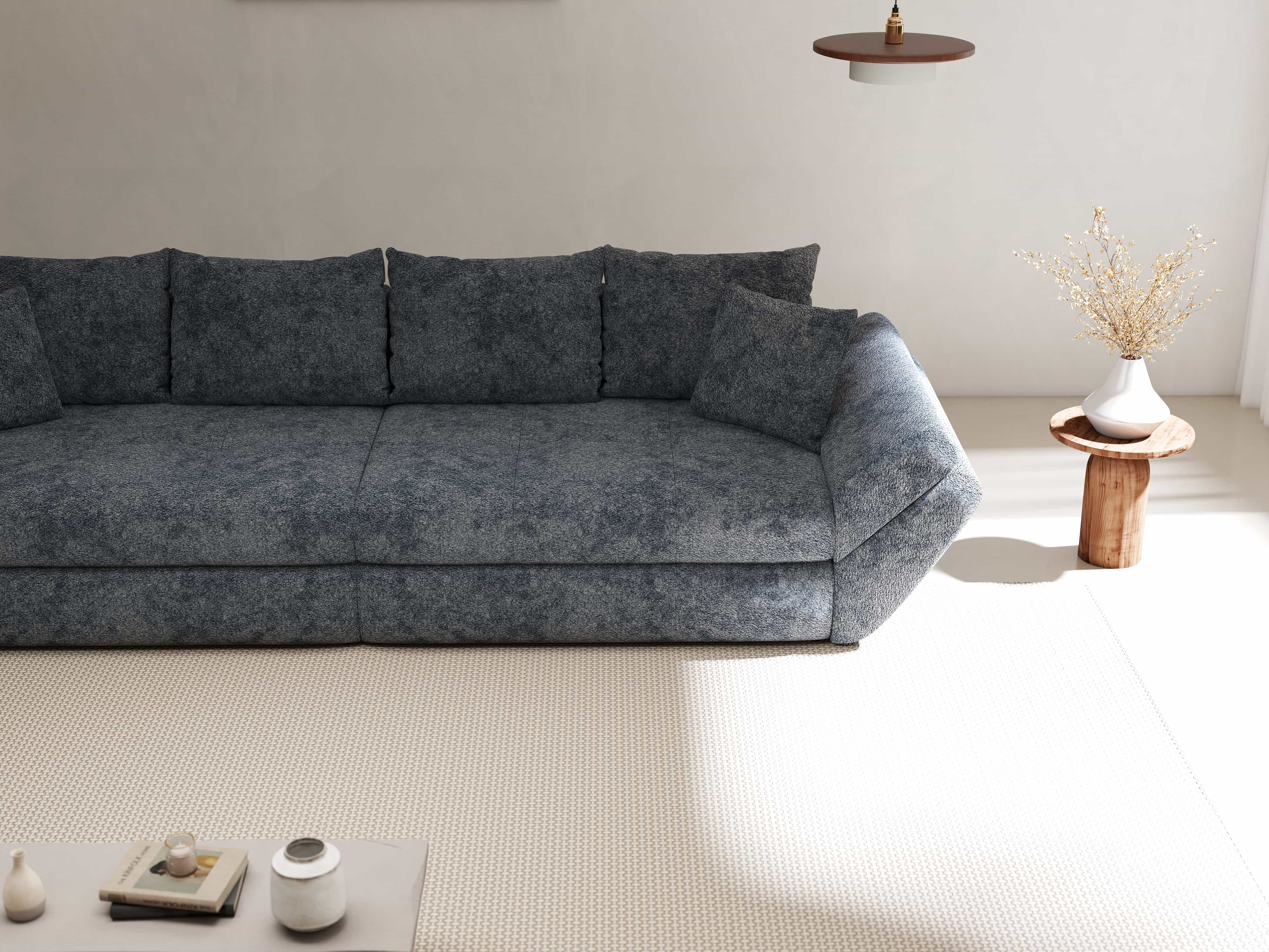 Canapea extensibilă dumonde cu ladă de depozitare si sezut confortabil din spuma HR, Loana Euphoria Grafit 300x100 cm Fabrica