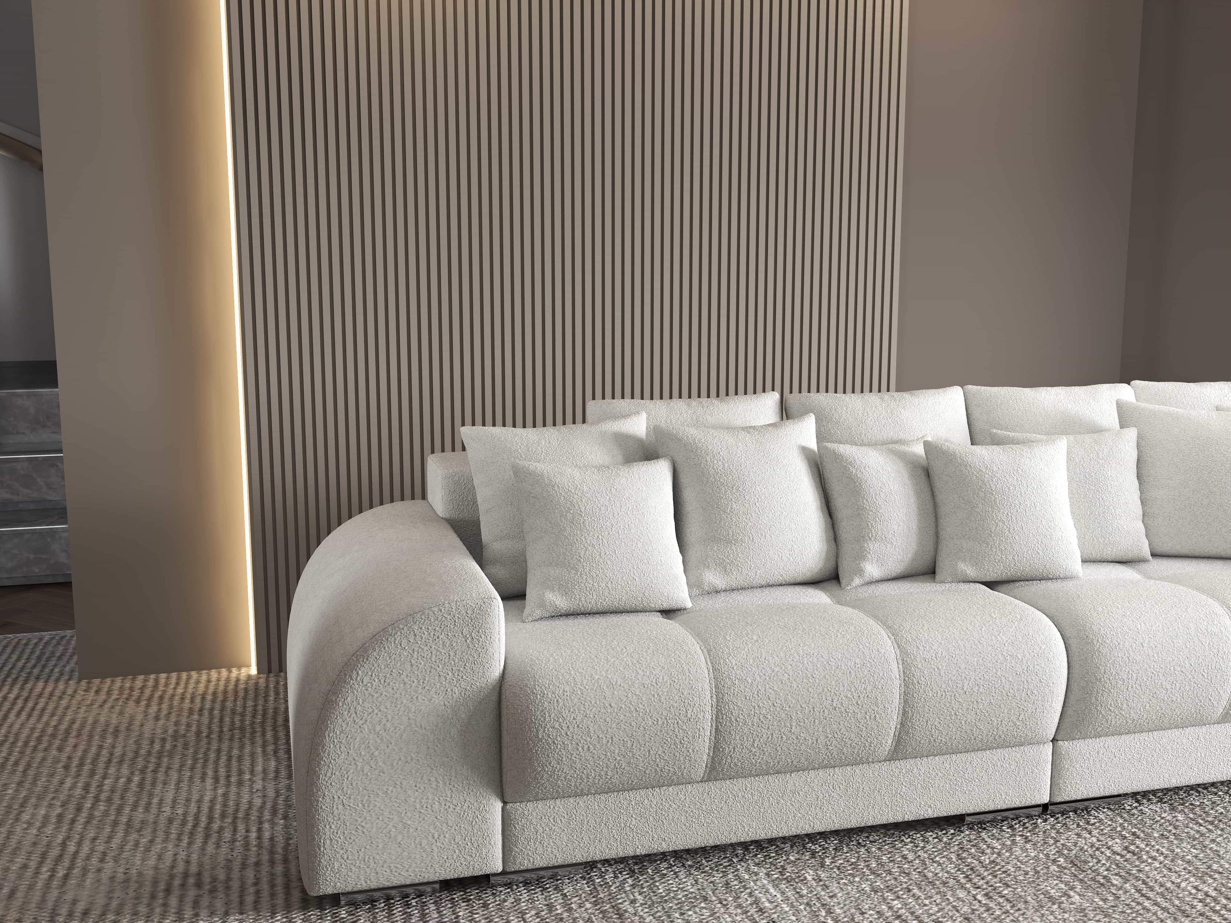 Canapea extensibilă dumonde cu 2 lăzi de depozitare si sezut confortabil din spuma HR, Verona Euphoria Ivory 310x100 cm Fabrica