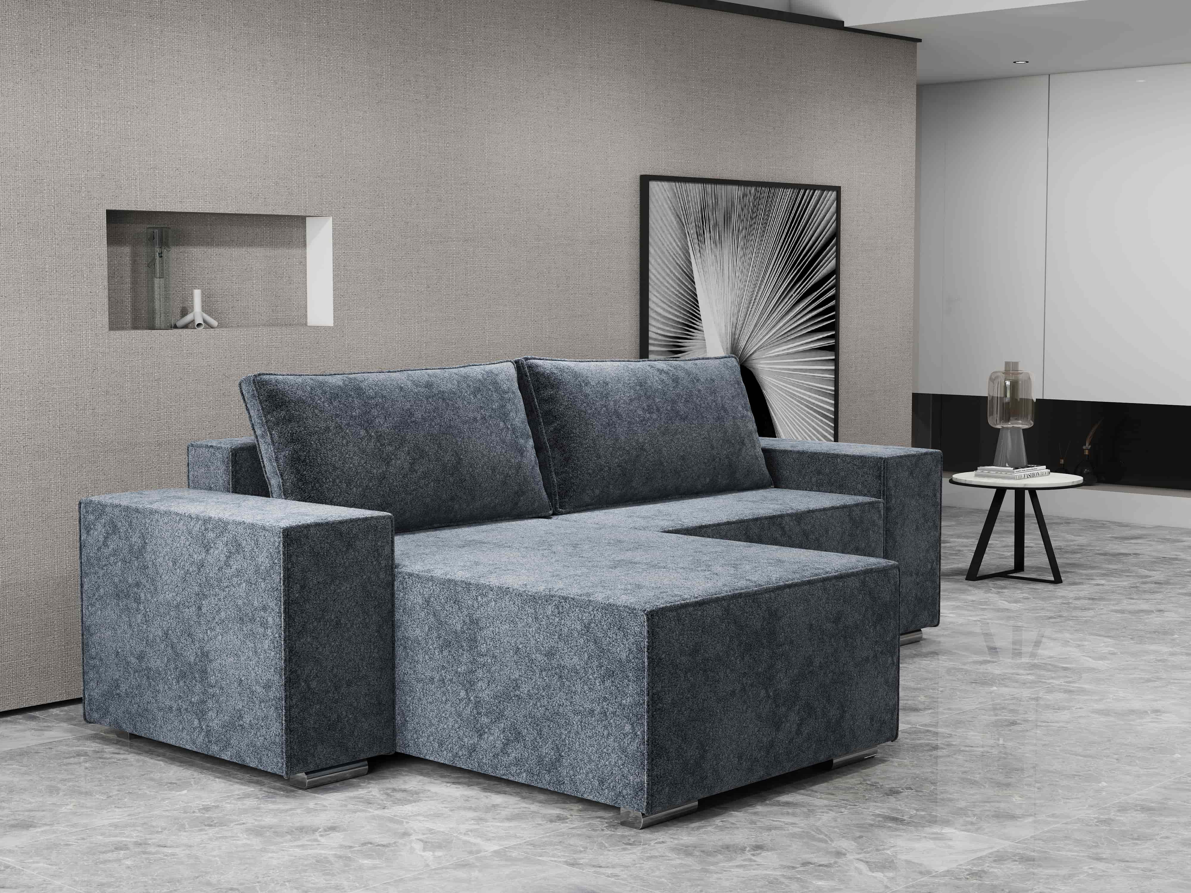 Colțar extensibil dumonde cu ladă de depozitare si sezut confortabil din spuma HR, Dream Euphoria Grafit 290x185 cm Fabrica