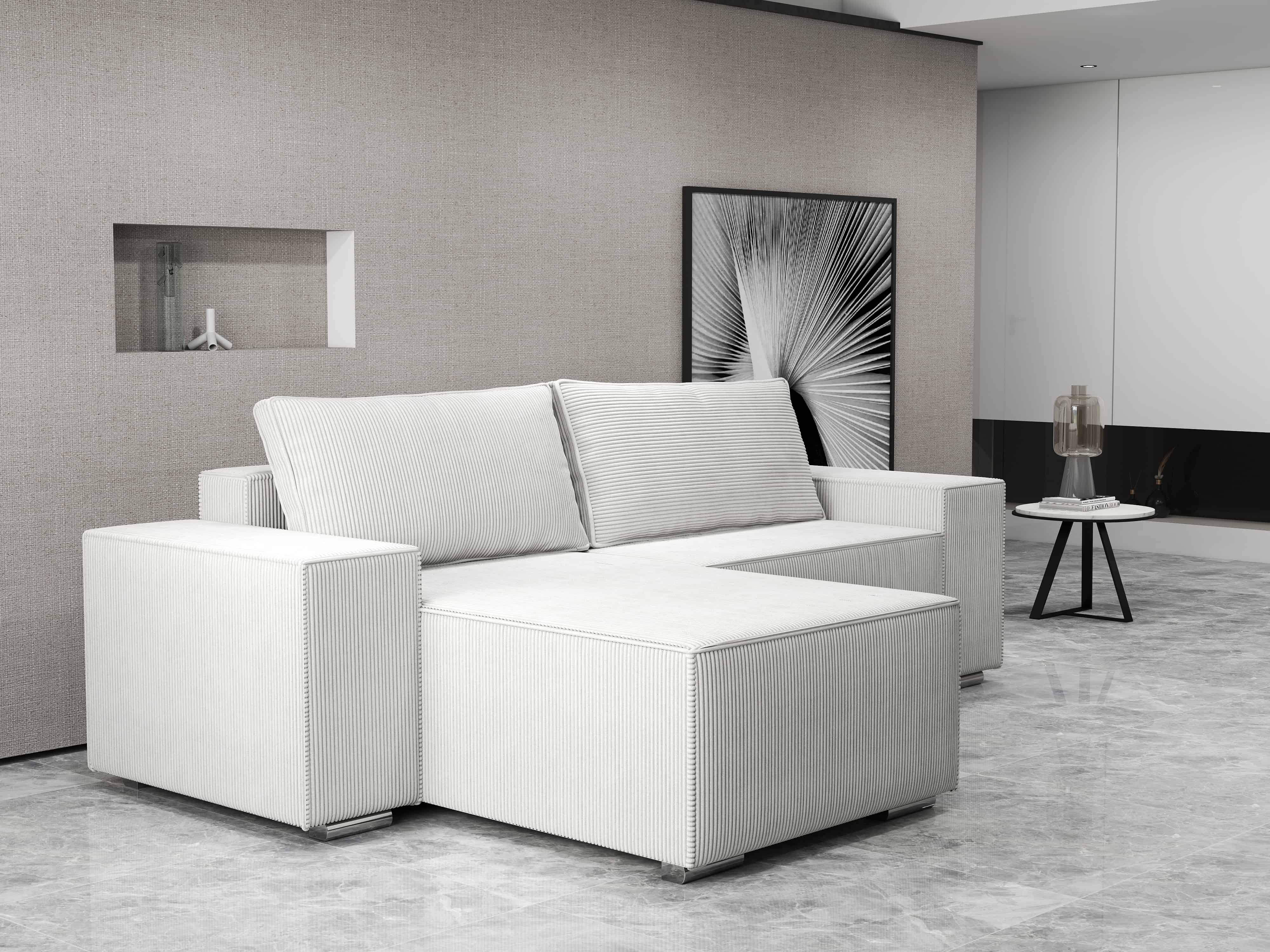 Colțar extensibil dumonde cu ladă de depozitare si sezut confortabil din spuma HR, Dream Zoom Crem 290x185 cm Fabrica