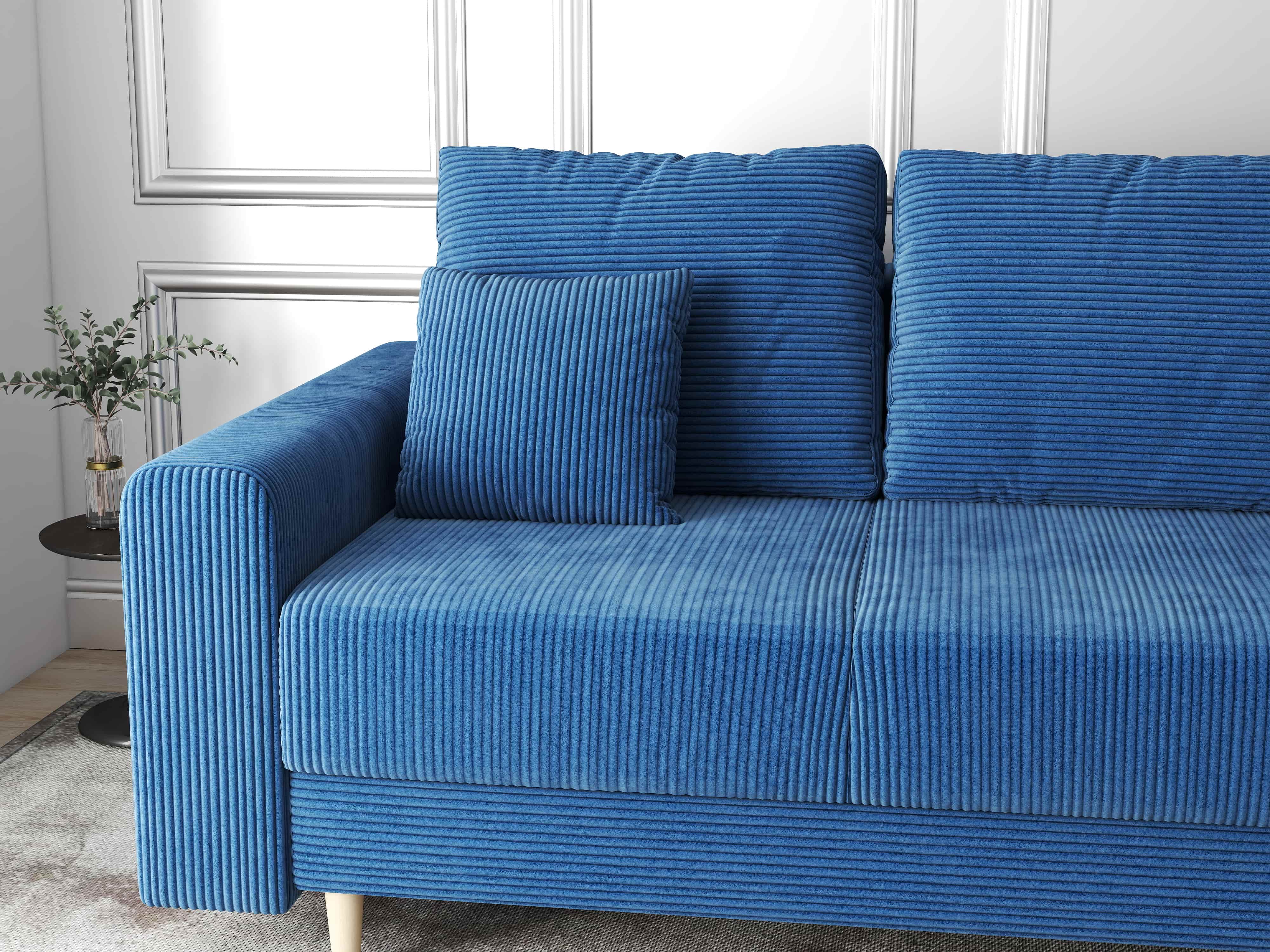 Canapea extensibilă dumonde cu ladă de depozitare si sezut confortabil din spuma HR, Kronos Zoom Albastru 210x100 cm fabrica