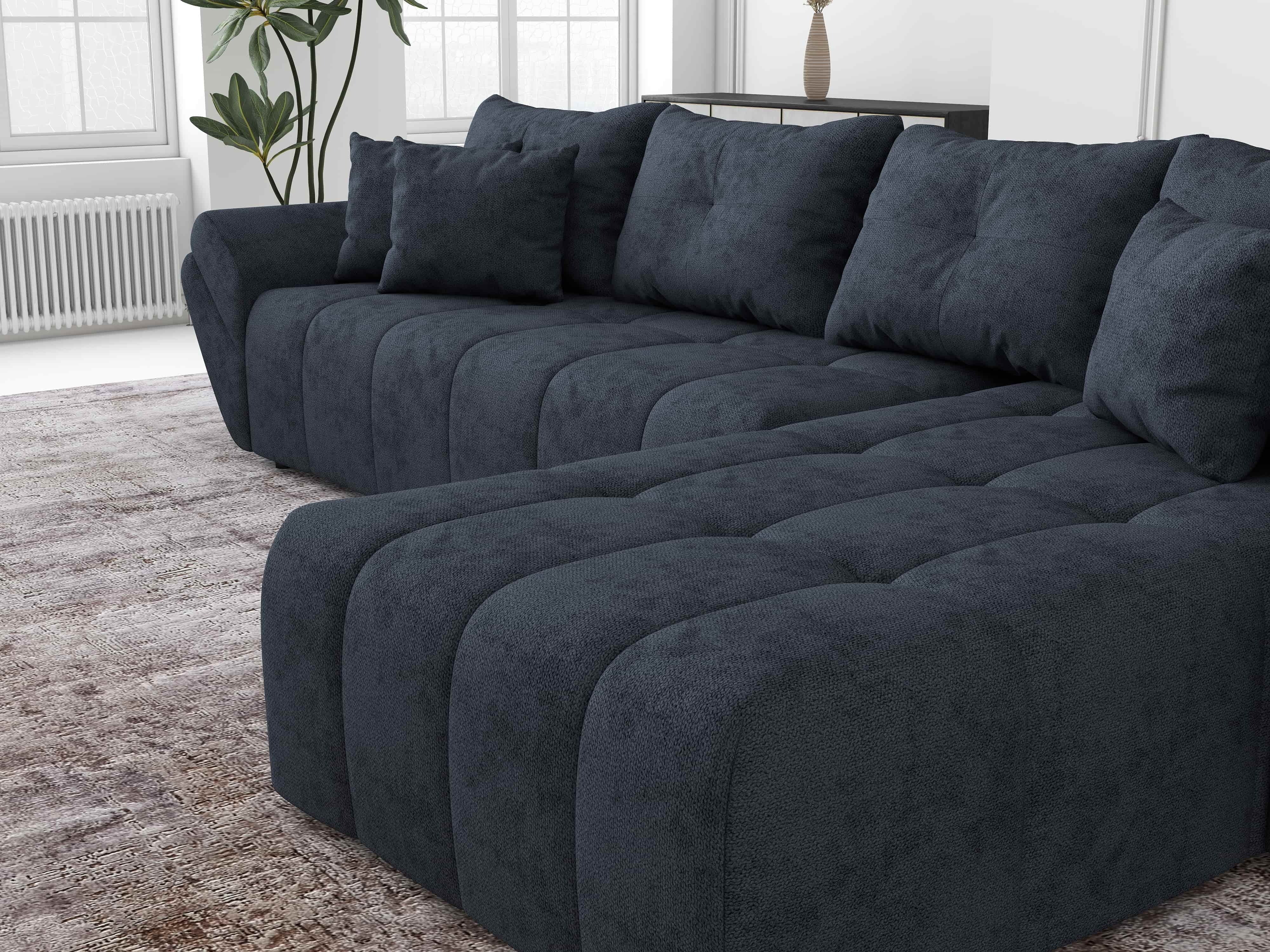 Colțar extensibil dumonde cu ladă de depozitare si sezut confortabil din spuma HR,Berlin XL Enjoy Antracit 350x185 cm II Fabrica