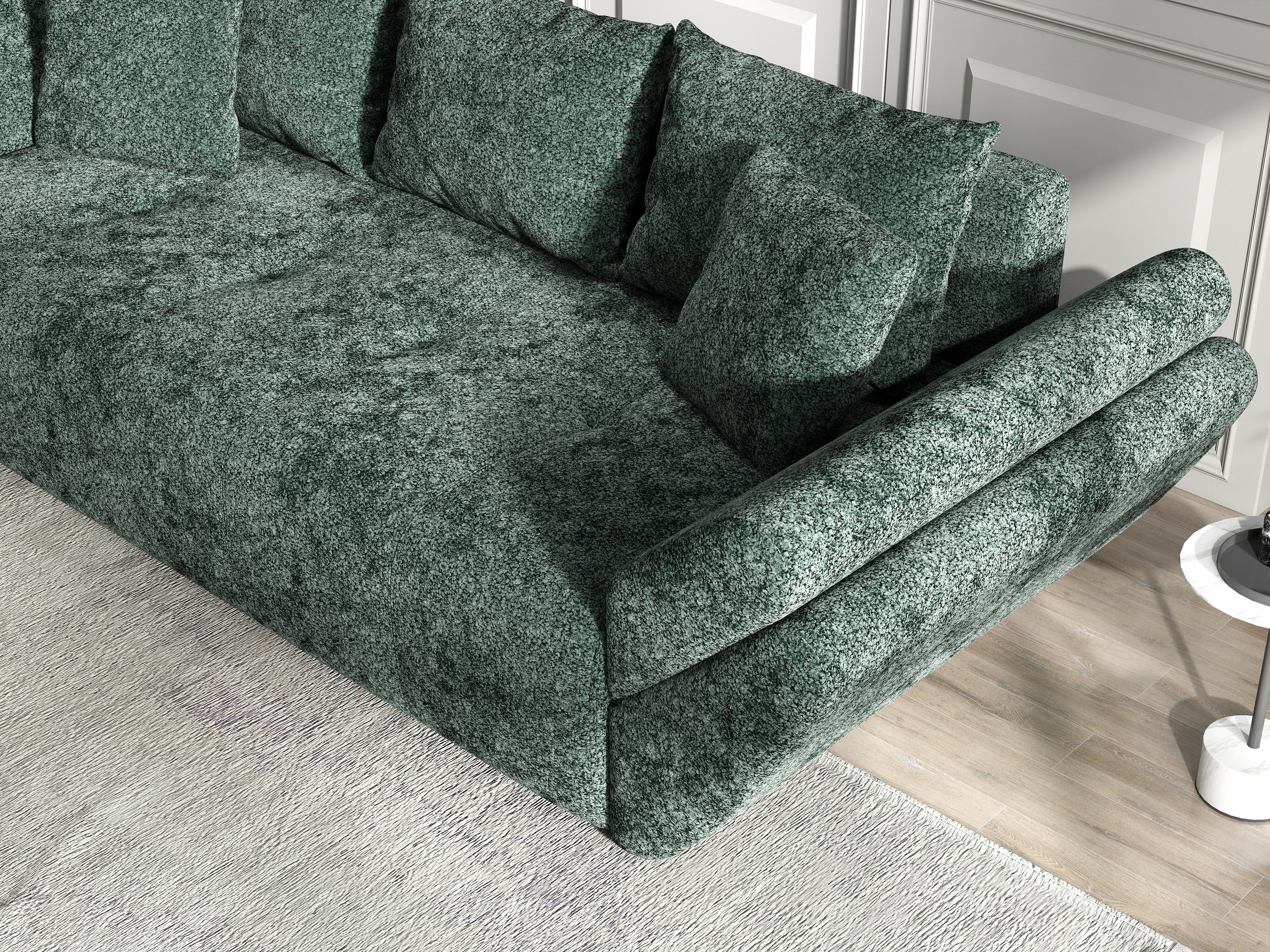 Canapea extensibilă dumonde cu ladă de depozitare si sezut confortabil din spuma HR, Berlin Euphoria Green 250x100 cm Fabrica