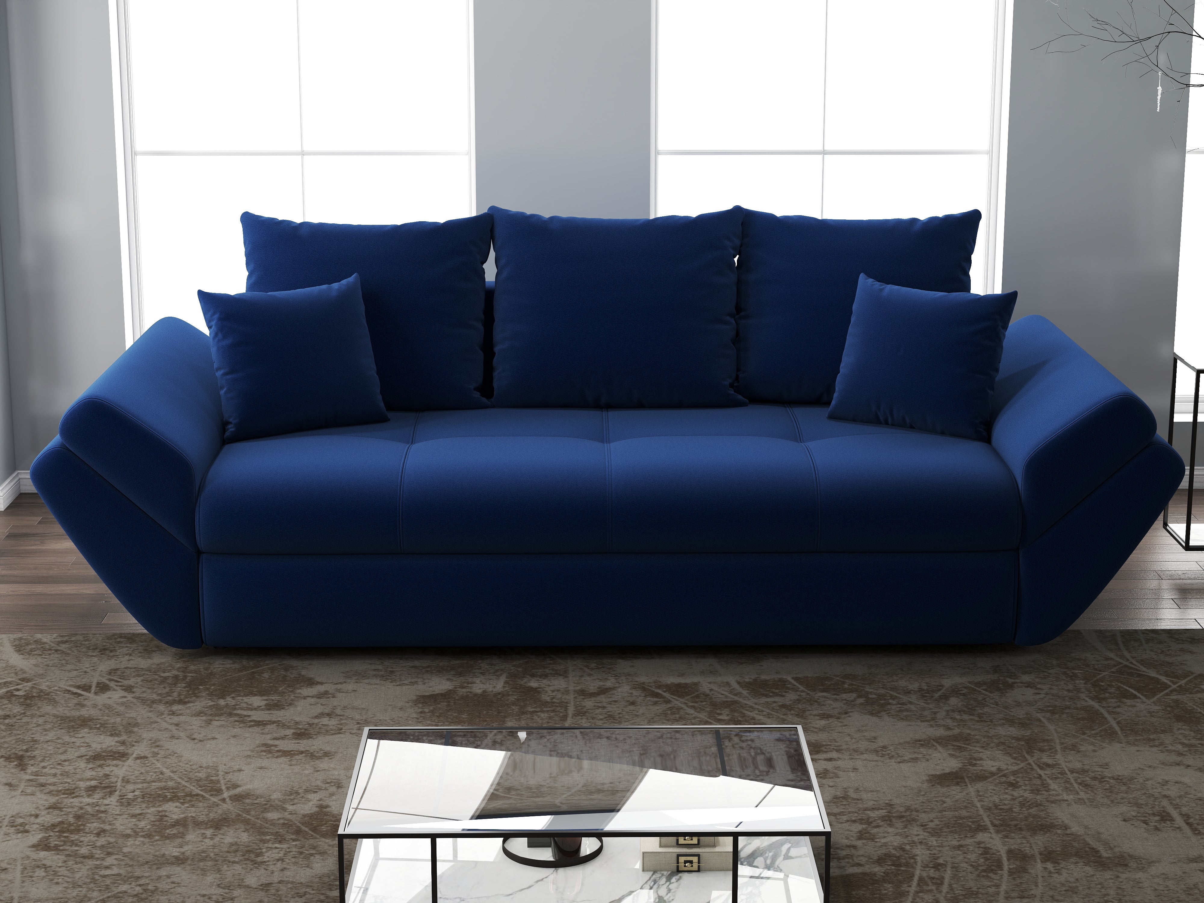 Canapea extensibilă dumonde cu ladă de depozitare si sezut confortabil din spuma HR, Loana Royal Blue 250x100 cm Fabrica