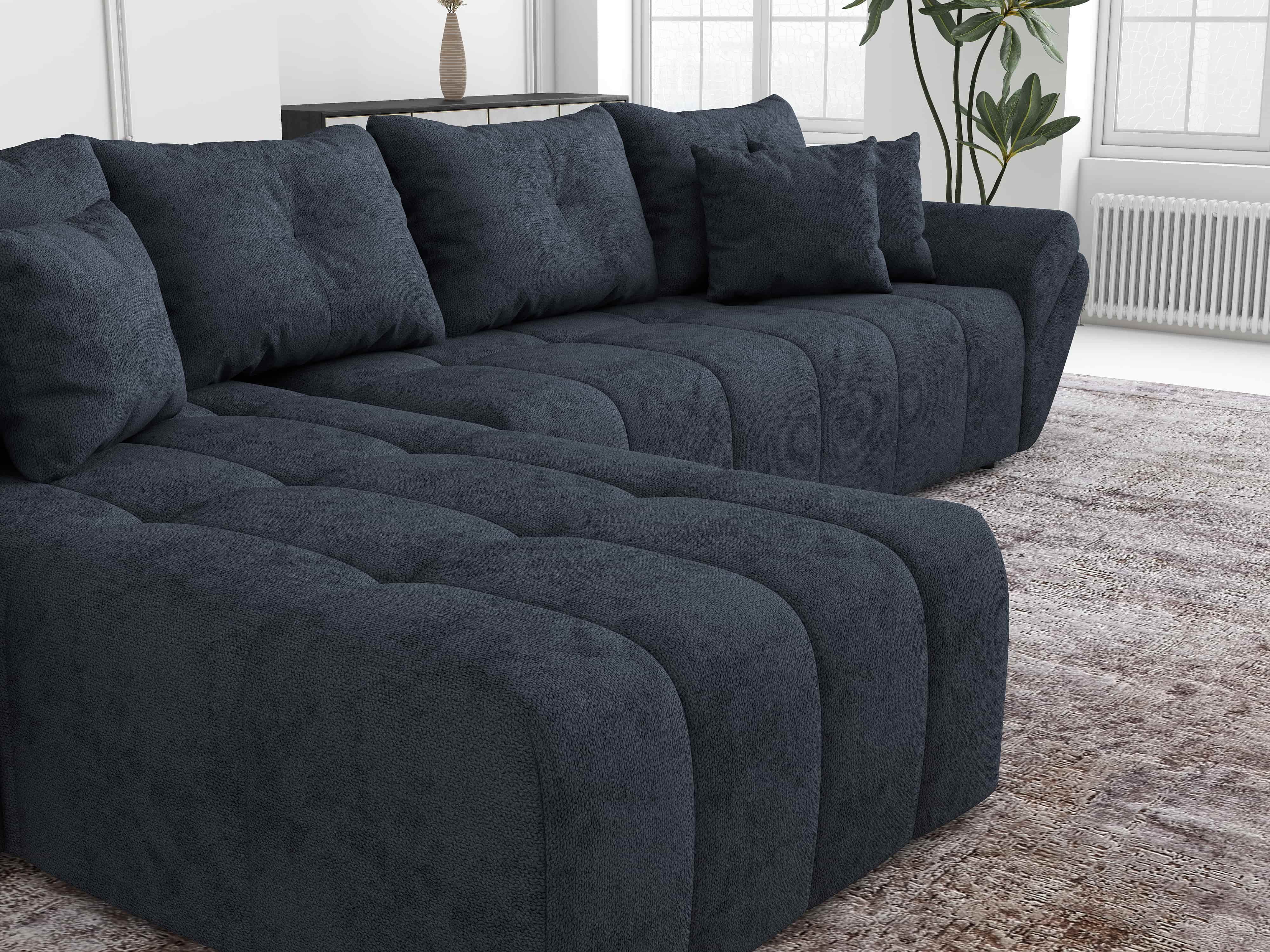 Colțar extensibil dumonde cu ladă de depozitare si sezut confortabil din spuma HR, Berlin XL Enjoy Antracit 350x185 cm Fabrica