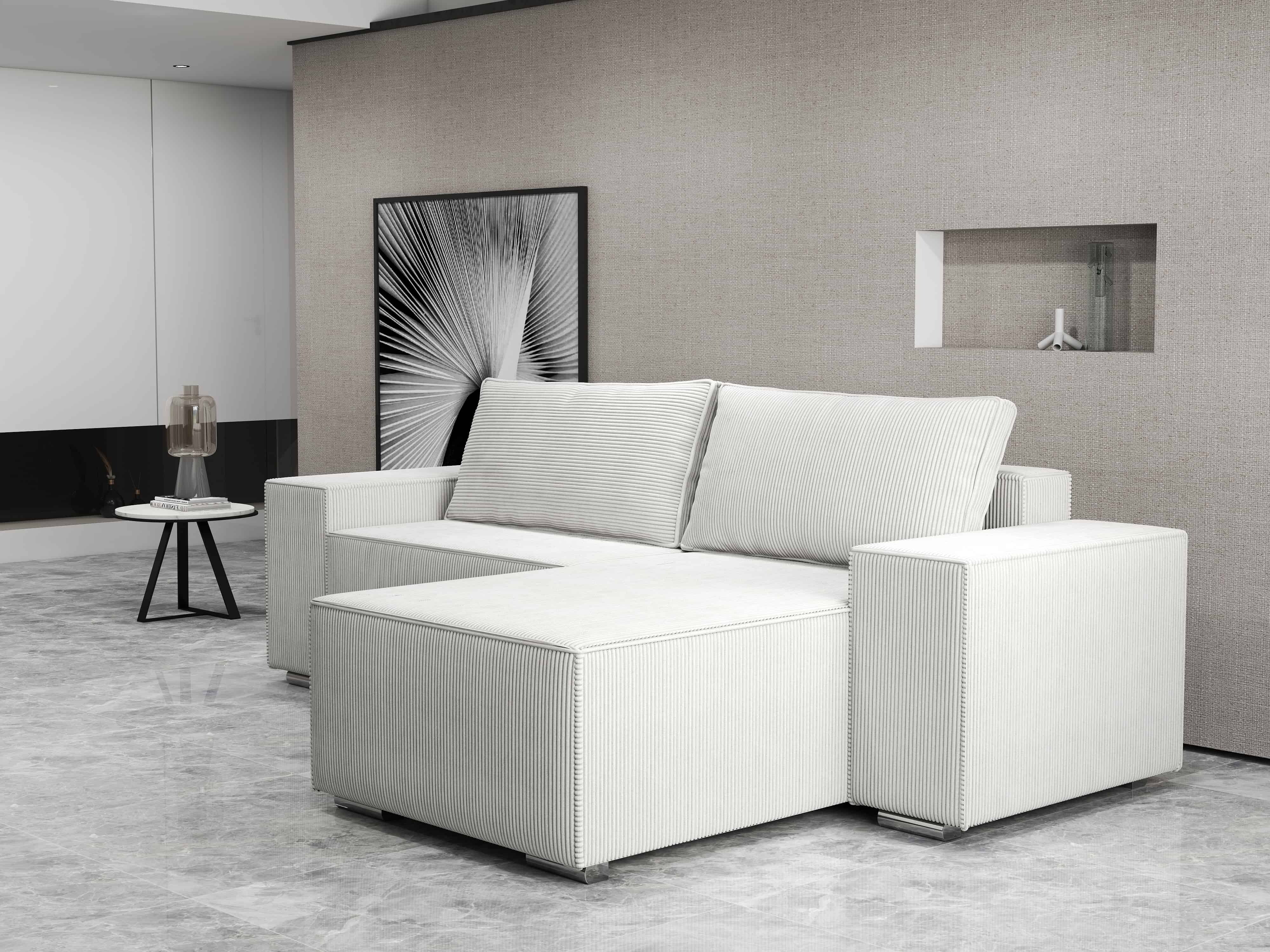 Colțar extensibil dumonde cu ladă de depozitare si sezut confortabil din spuma HR, Dream Zoom Crem 290x185 cm II Fabrica