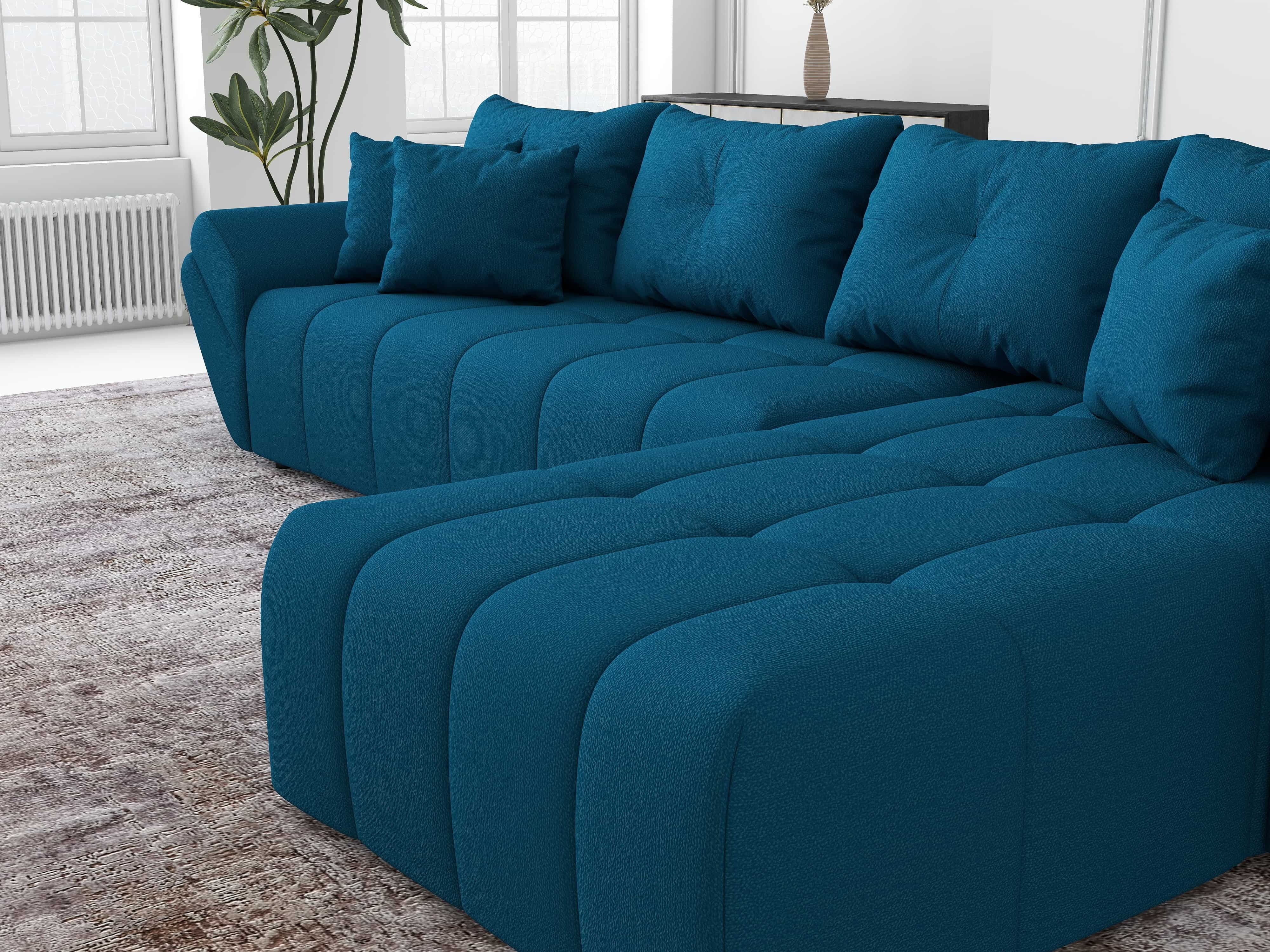 Colțar extensibil dumonde cu ladă de depozitare si sezut confortabil din spuma HR, Berlin XL Enjoy Petrol 350x185 cm II Fabrica