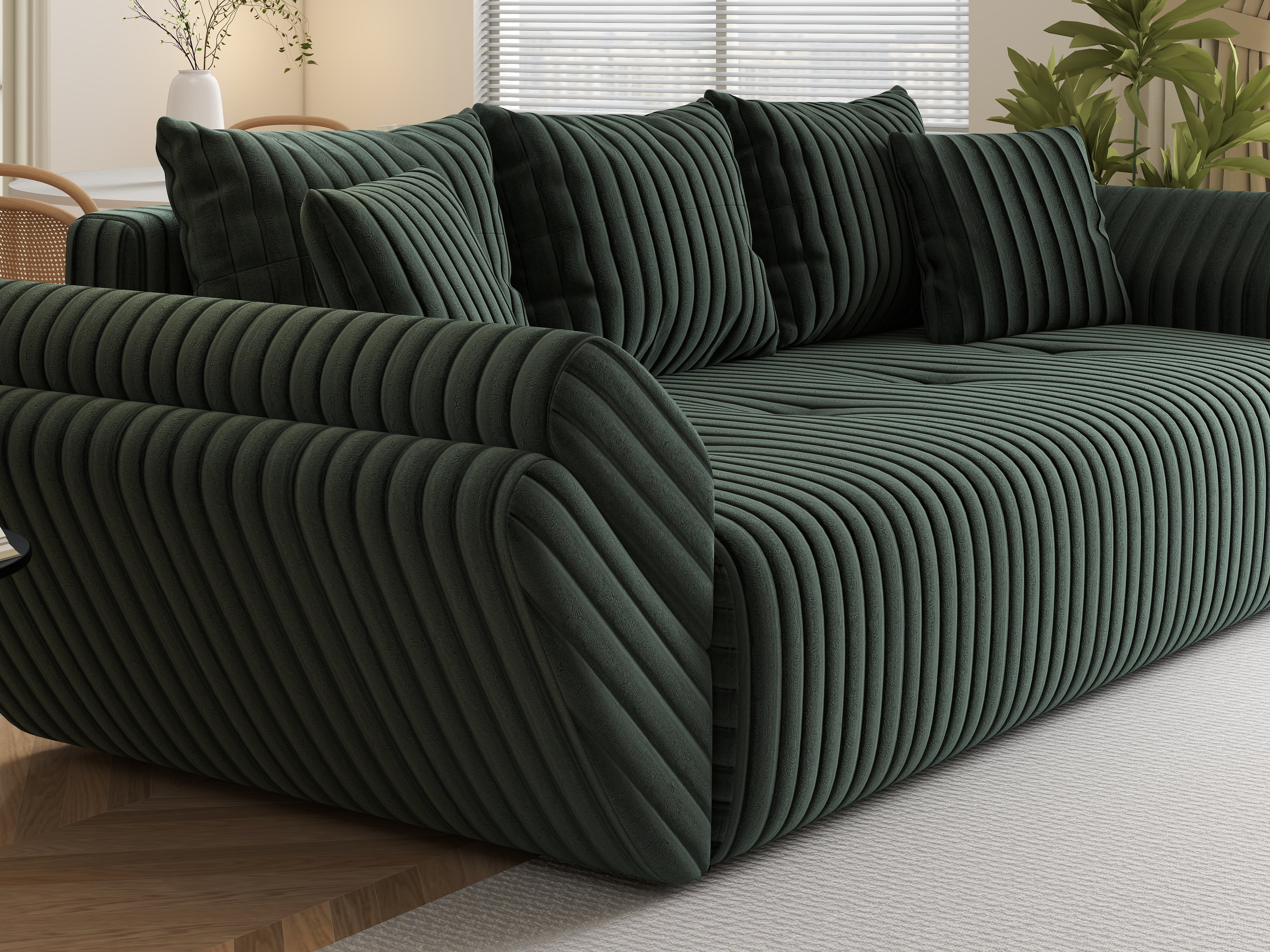 Canapea extensibilă dumonde cu ladă de depozitare si sezut confortabil din spuma HR, Berlin Ambience Green 250x100 cm Fabrica