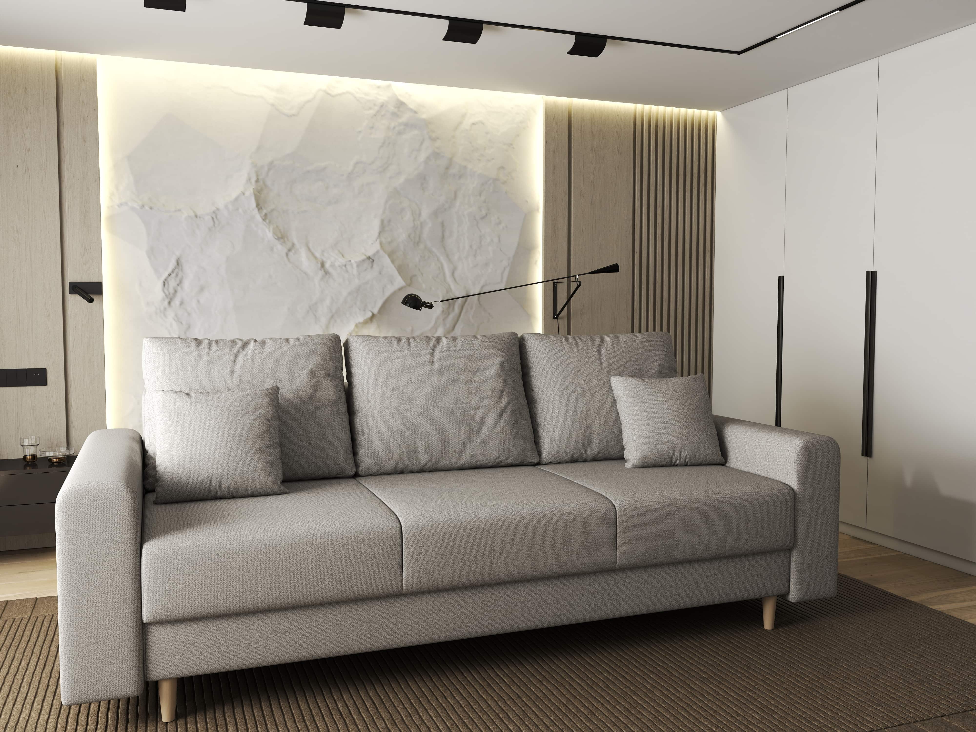 Canapea extensibilă dumonde cu ladă de depozitare si sezut confortabil din spuma HR, Kronos Enjoy Bej 210x100 cm fabrica