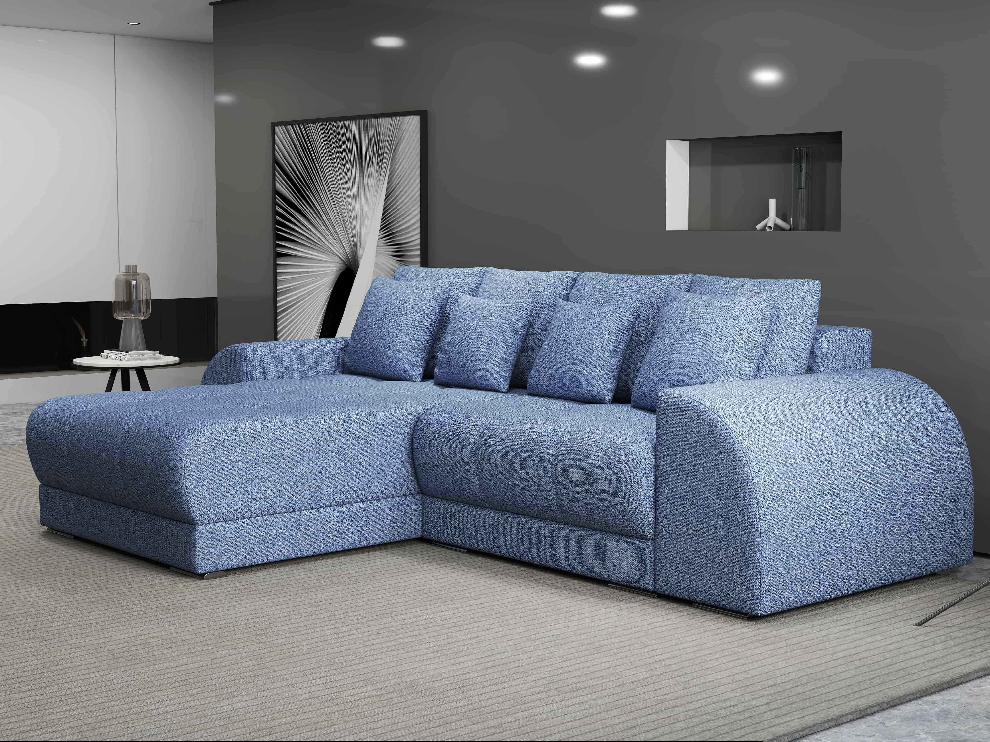 Colțar extensibil dumonde cu ladă de depozitare si sezut confortabil din spuma HR, Verona Enjoy Albastru 290x185 cm Fabrica