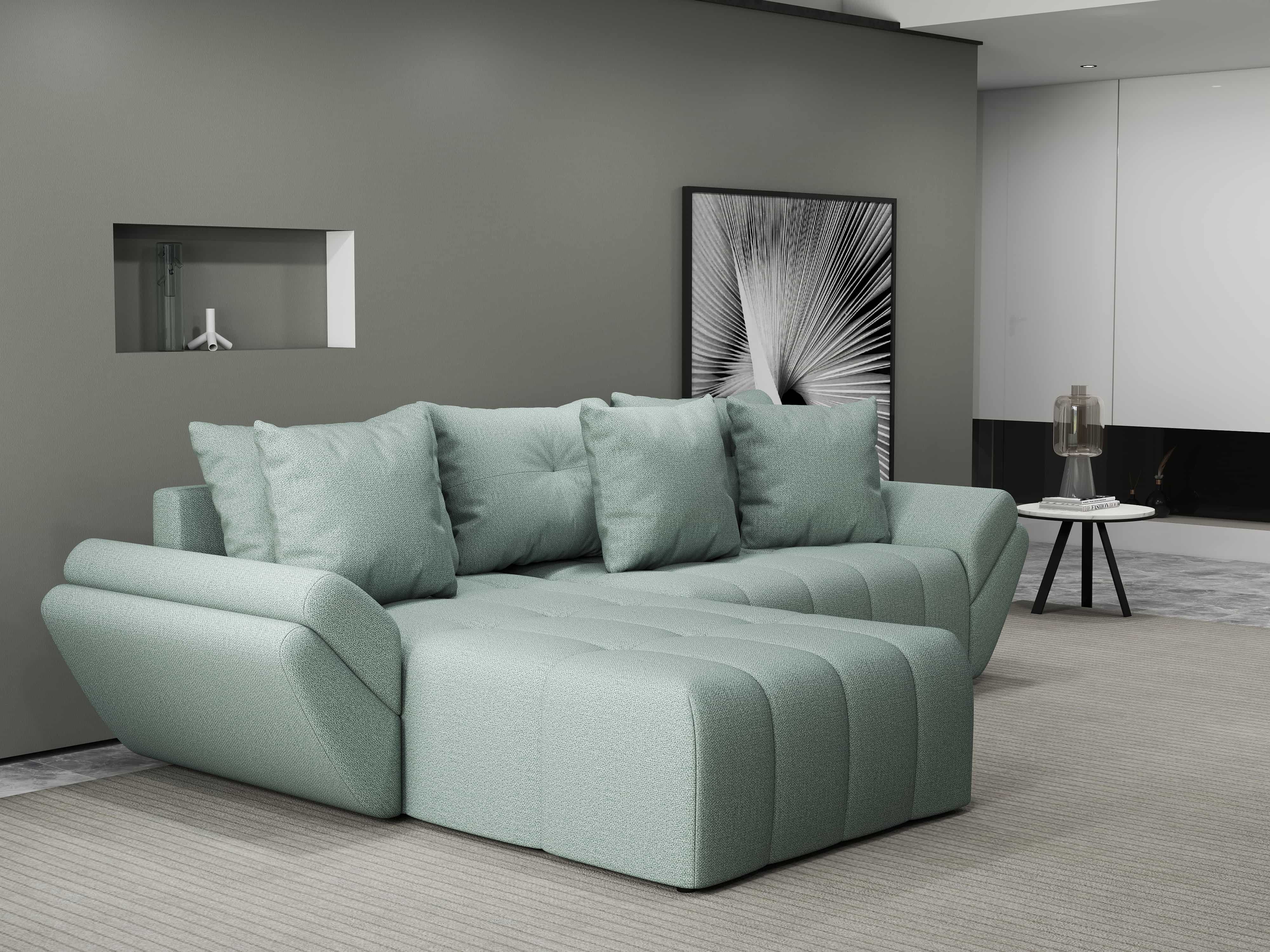 Colțar extensibil dumonde cu ladă de depozitare si sezut confortabil din spuma HR, Berlin Enjoy Mint 280x185 cm Fabrica