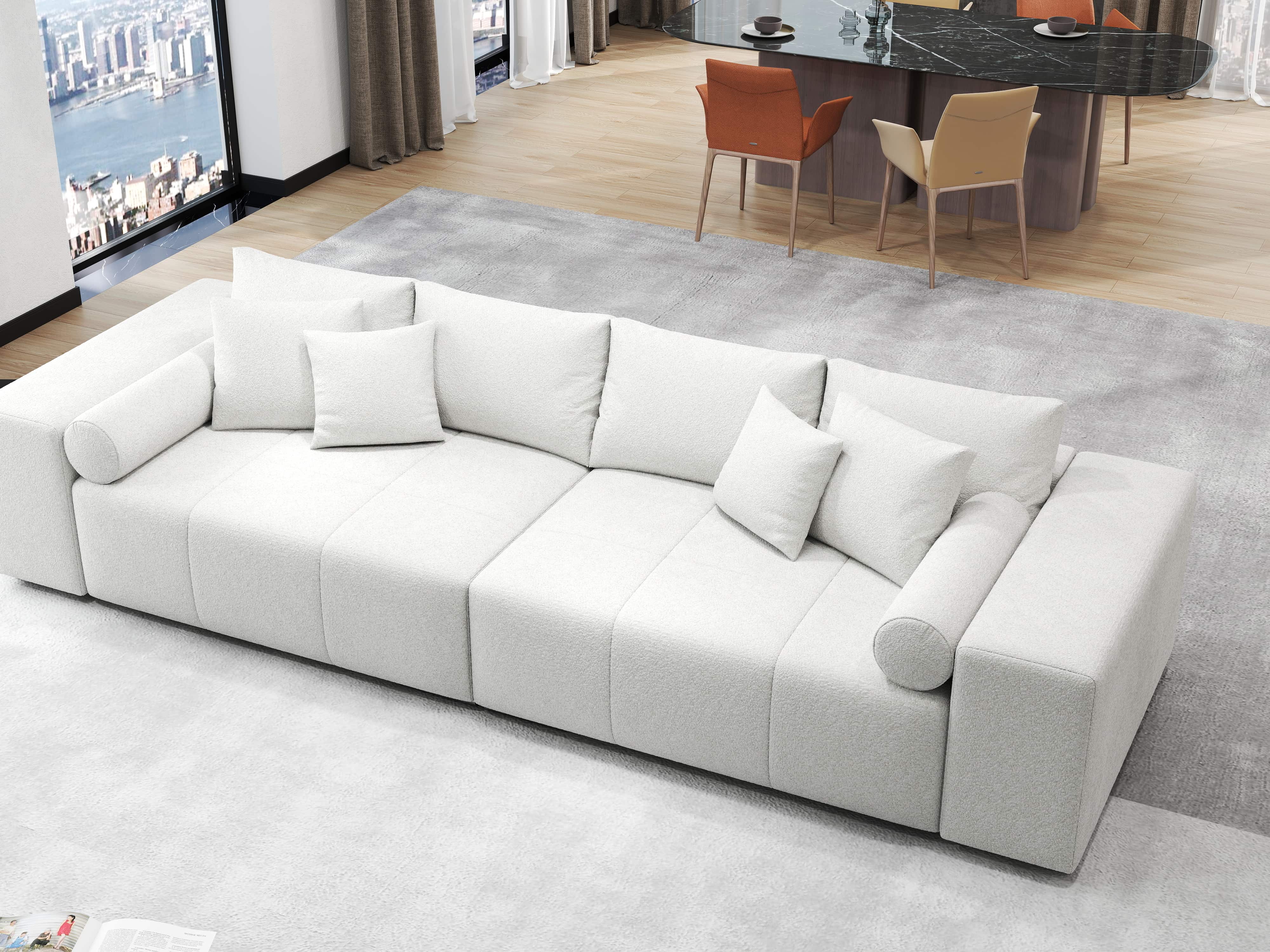 Canapea extensibilă dumonde cu ladă de depozitare si sezut confortabil din spuma HR, Marbela Euphoria Ivory XXL 295x100 cm fabrica