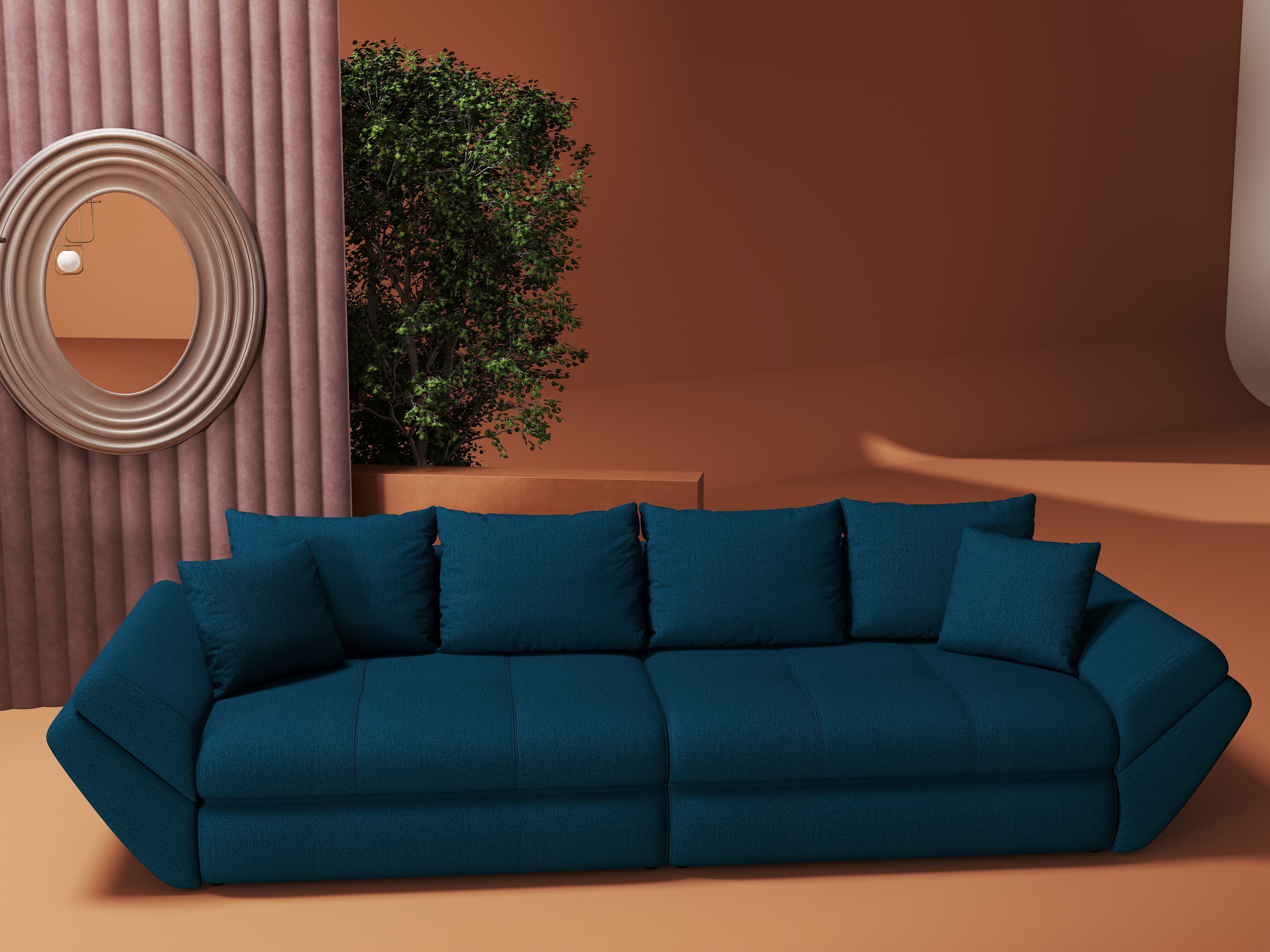 Canapea extensibilă dumonde cu ladă de depozitare si sezut confortabil din spuma HR, Loana Enjoy Petrol 300x100 cm Fabrica