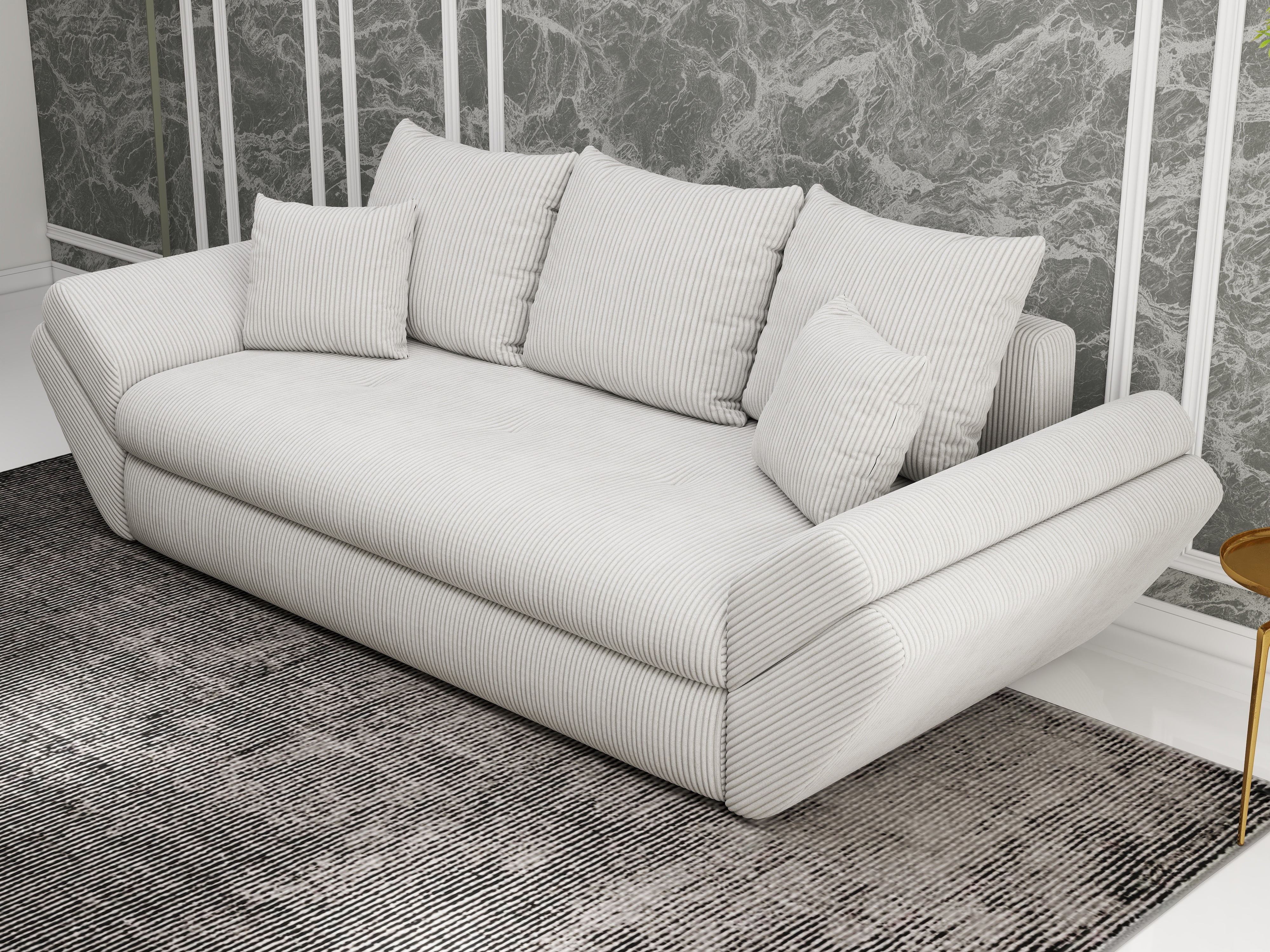 Canapea extensibilă dumonde cu ladă de depozitare si sezut confortabil din spuma HR, Loana Zoom Cream 250x100 cm Fabrica