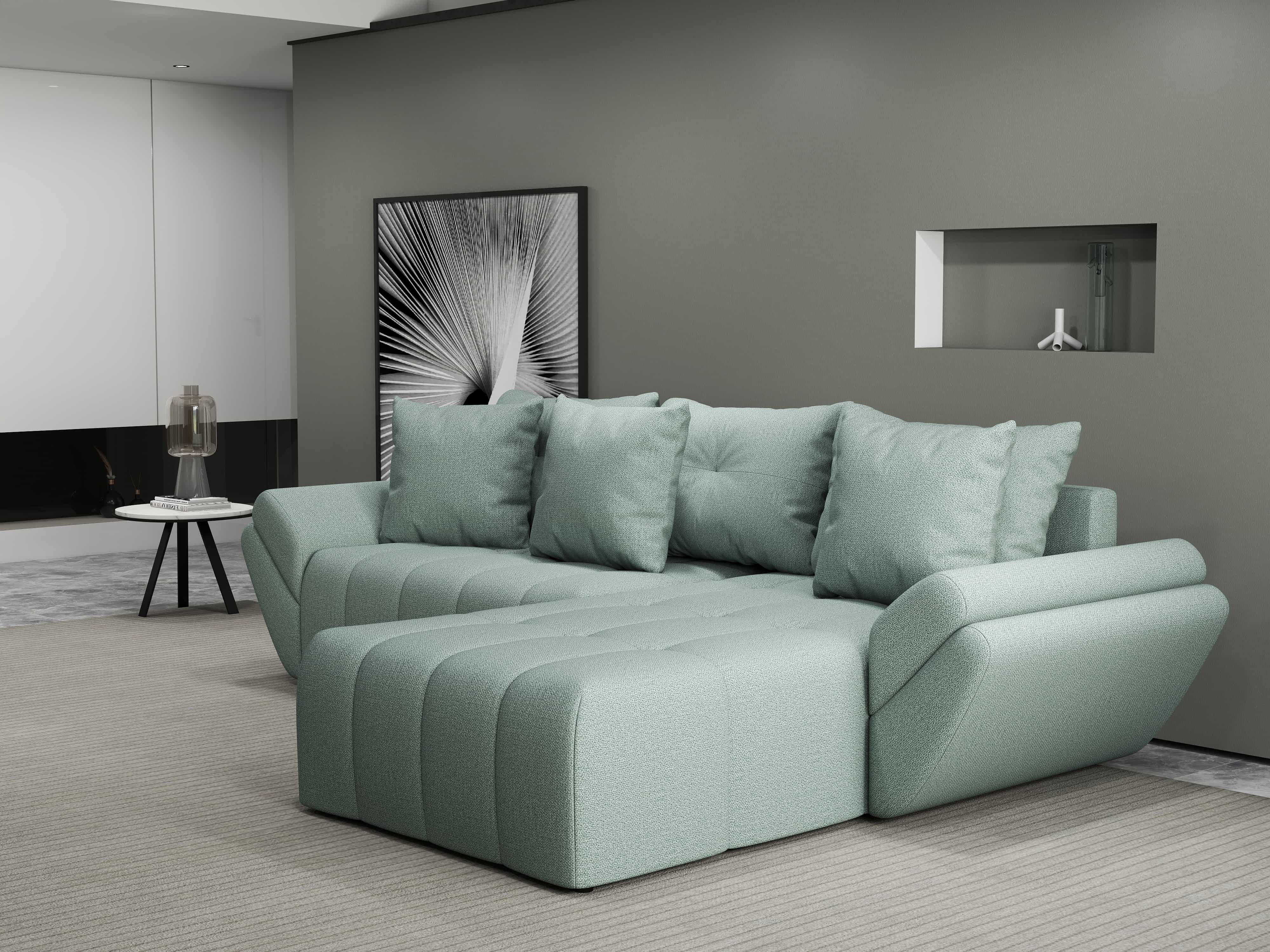 Colțar extensibil dumonde cu ladă de depozitare si sezut confortabil din spuma HR, Berlin Enjoy Mint 280x185 cm II Fabrica