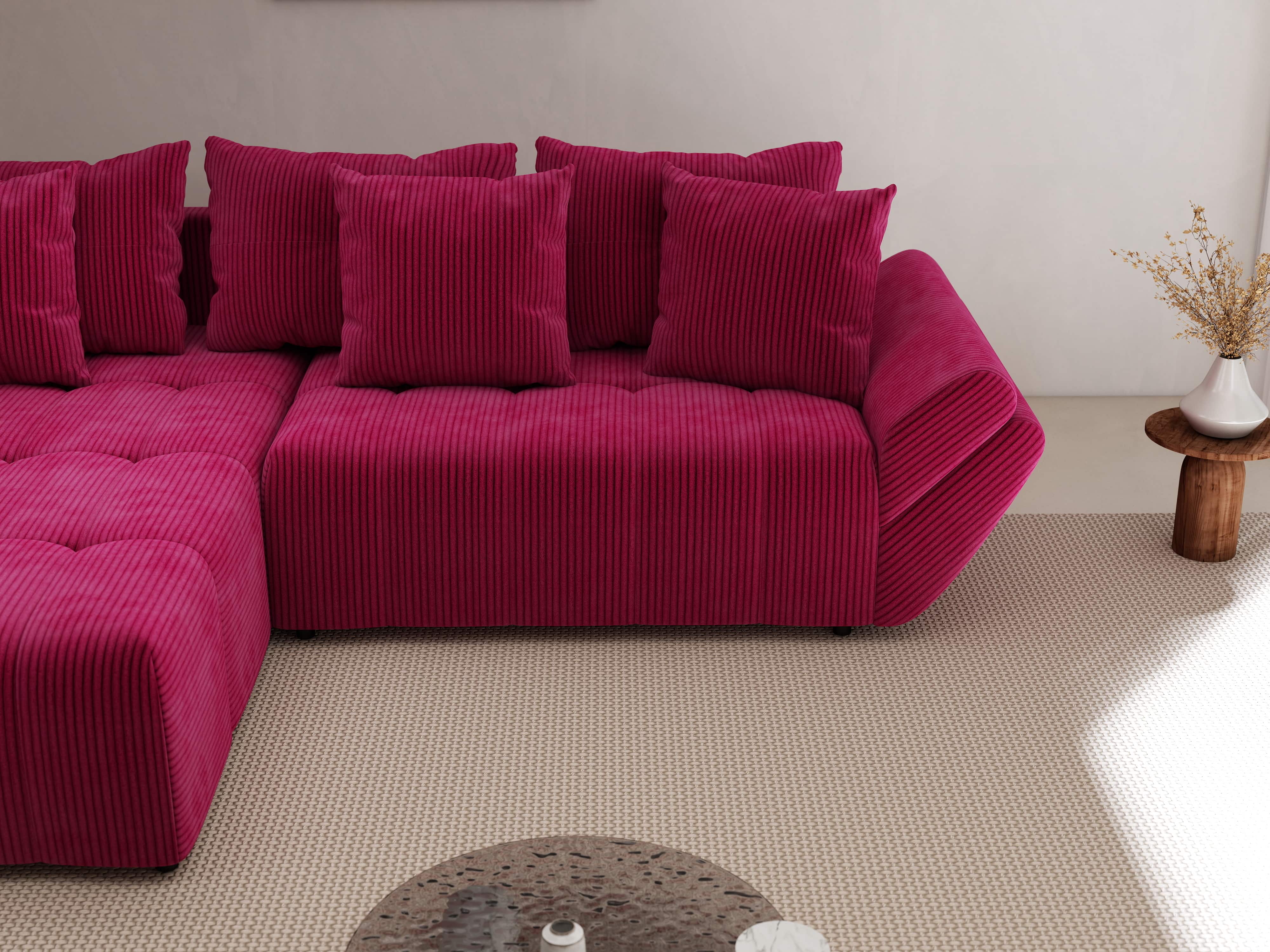 Colțar extensibil dumonde cu ladă de depozitare si sezut confortabil din spuma HR, Berlin Zoom Red 280x185 cm Fabrica