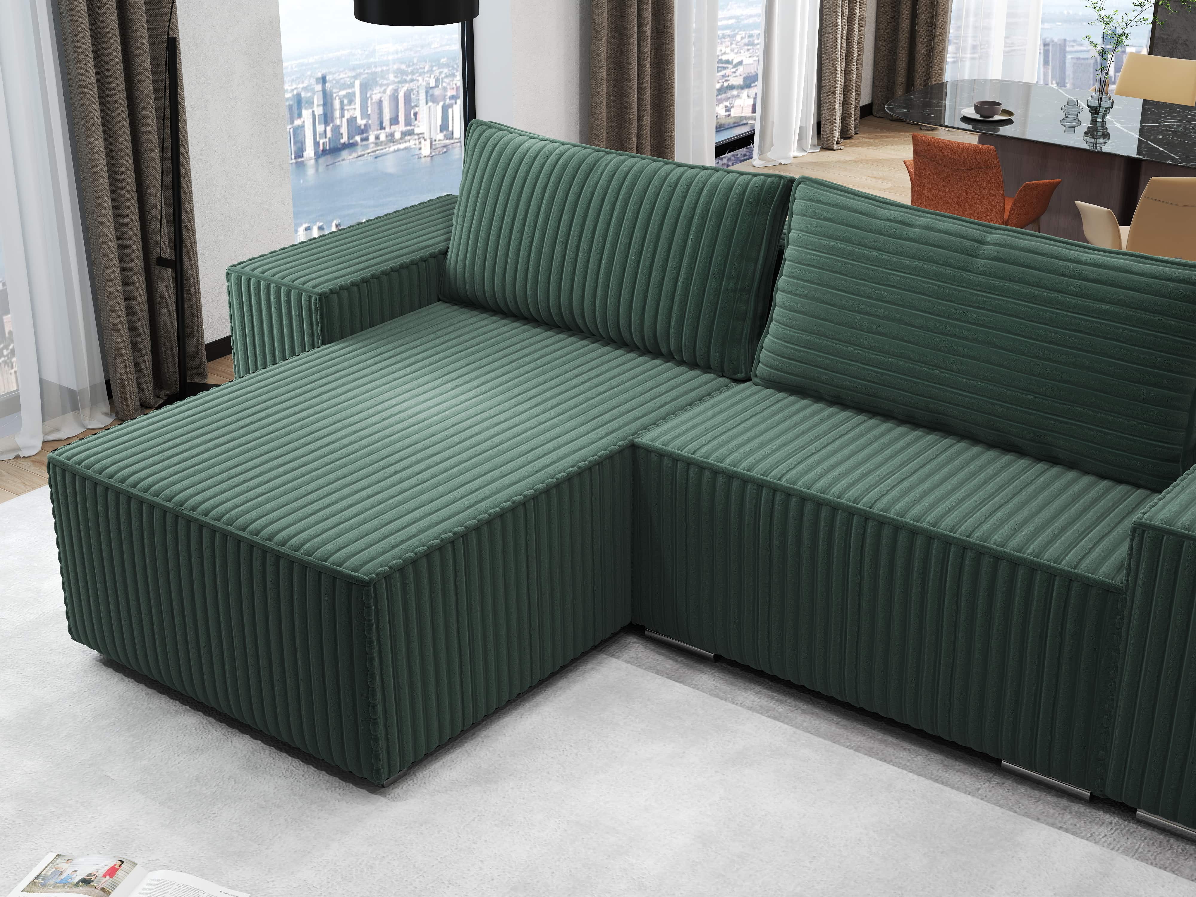 Colțar extensibil dumonde cu ladă de depozitare si sezut confortabil din spuma HR, Dream Ambience Verde 290x185 cm Fabrica